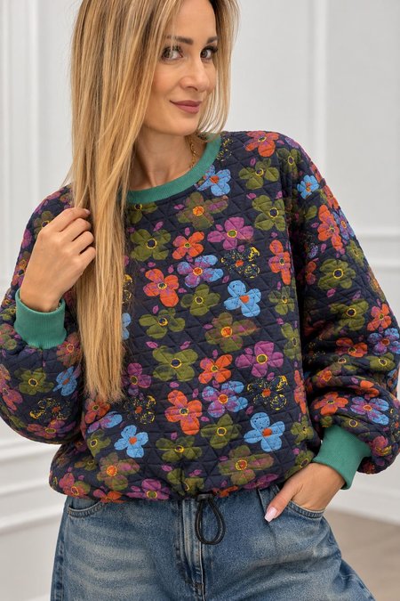 Bluza JOY Jesień Flowers Kolor Granatowy