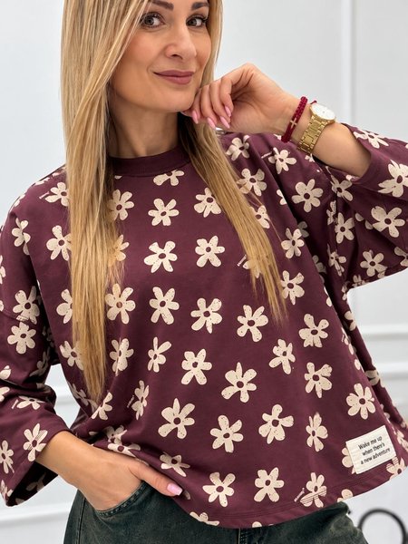 Bluza JOY Kwiatowa Radość Bordowa 
