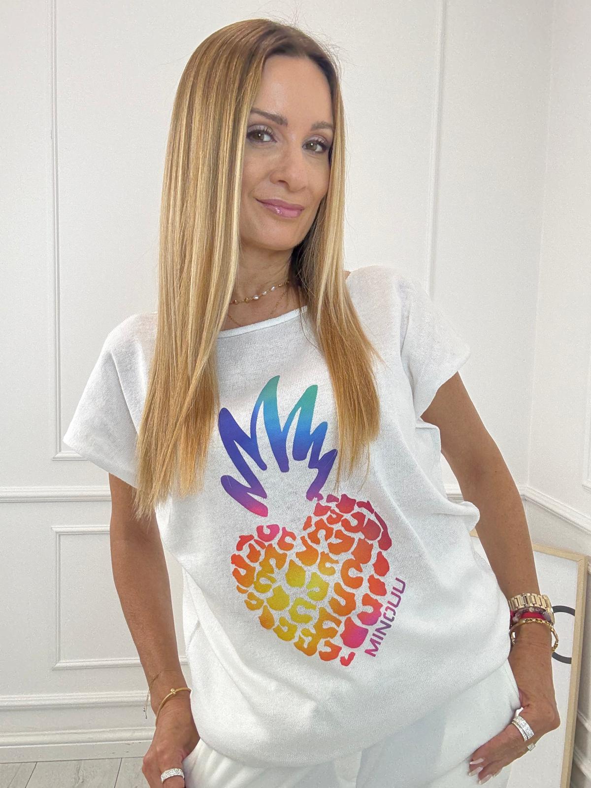 Biała Bluzka Logo Minouu Ananas