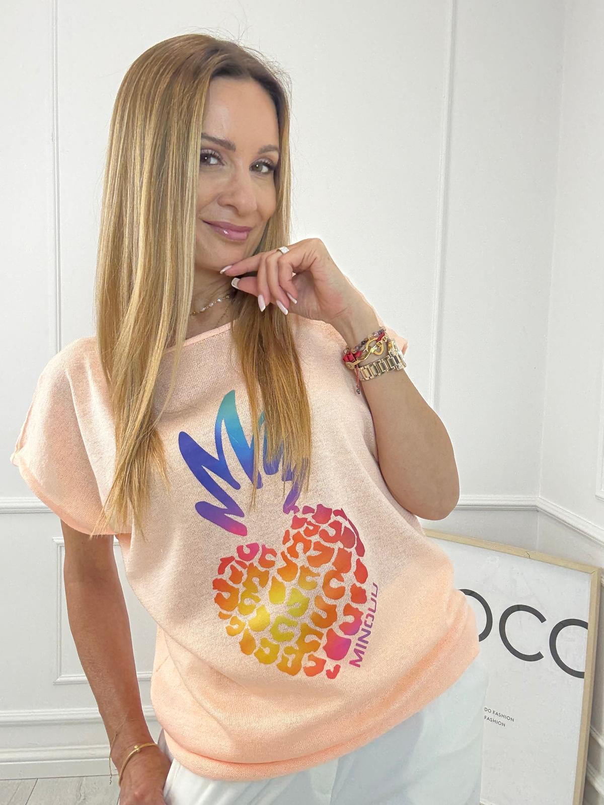 Pomarańczowa Bluzka Logo Minouu Ananas
