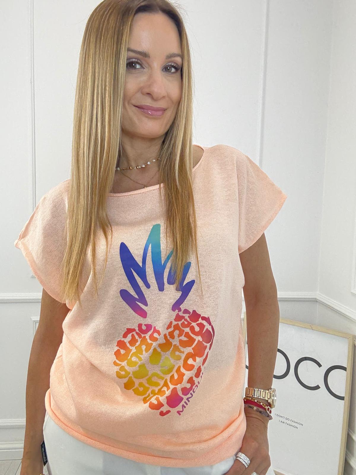 Pomarańczowa Bluzka Logo Minouu Ananas