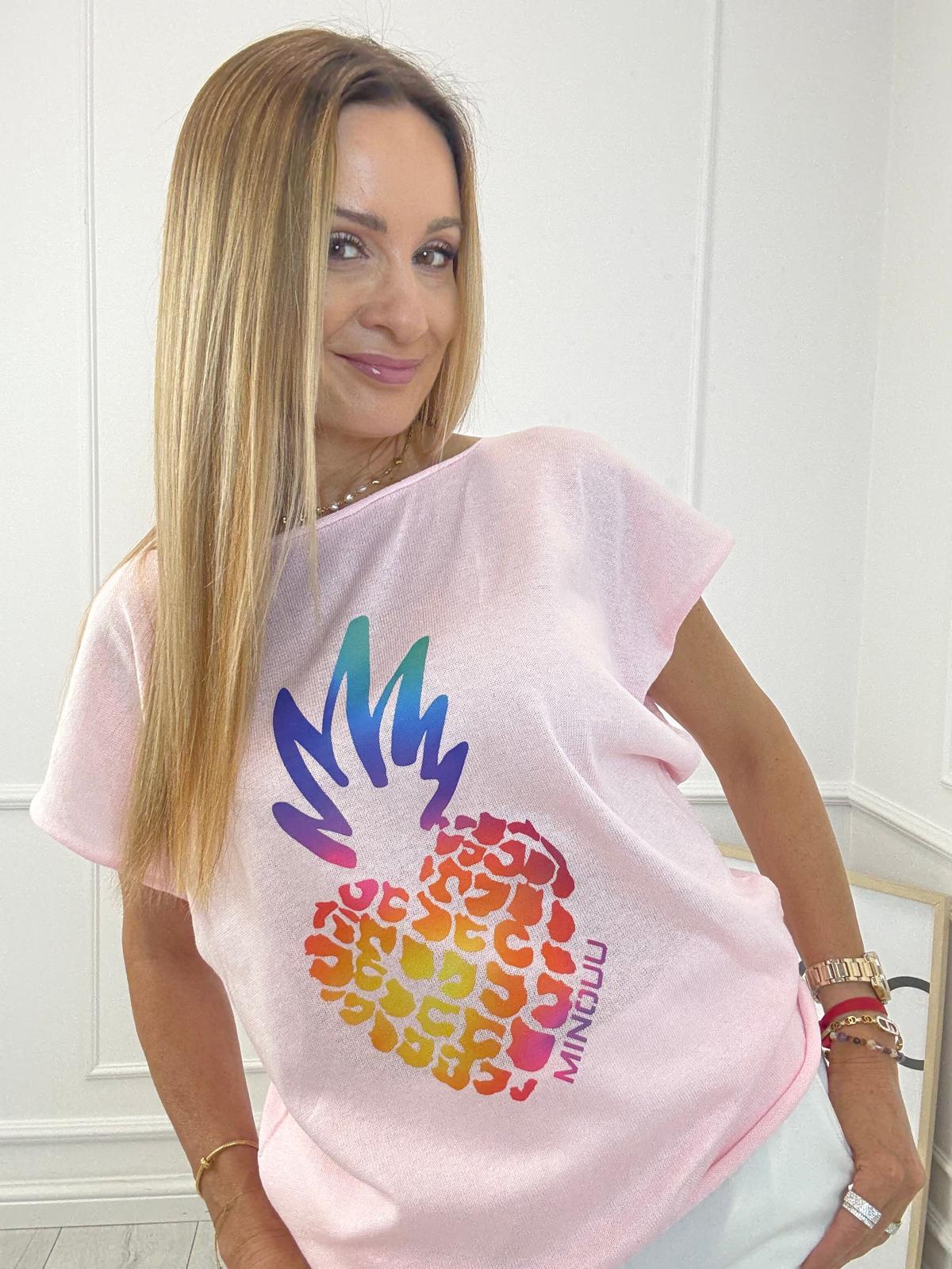 Różowa Bluzka Logo Minouu Ananas