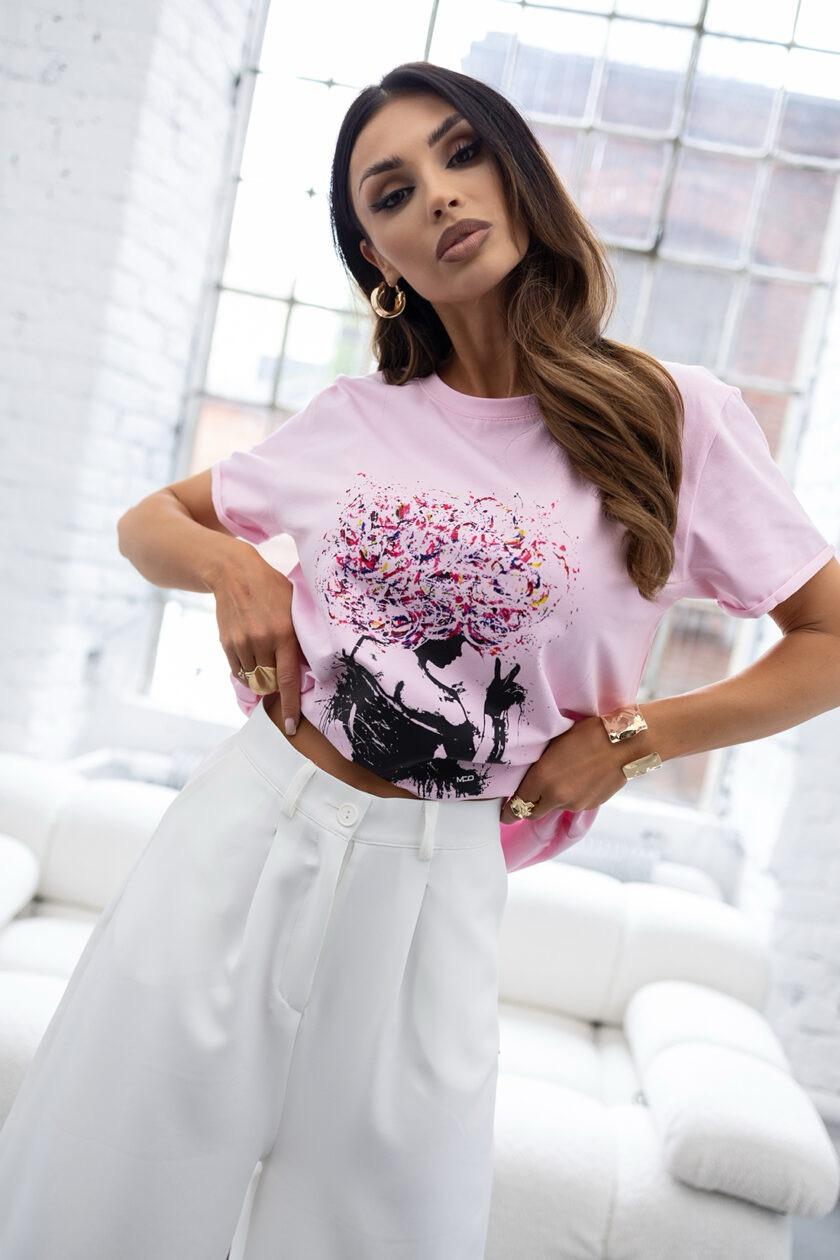 Różowy Damski T-Shirt Messy Mind Miss City Official