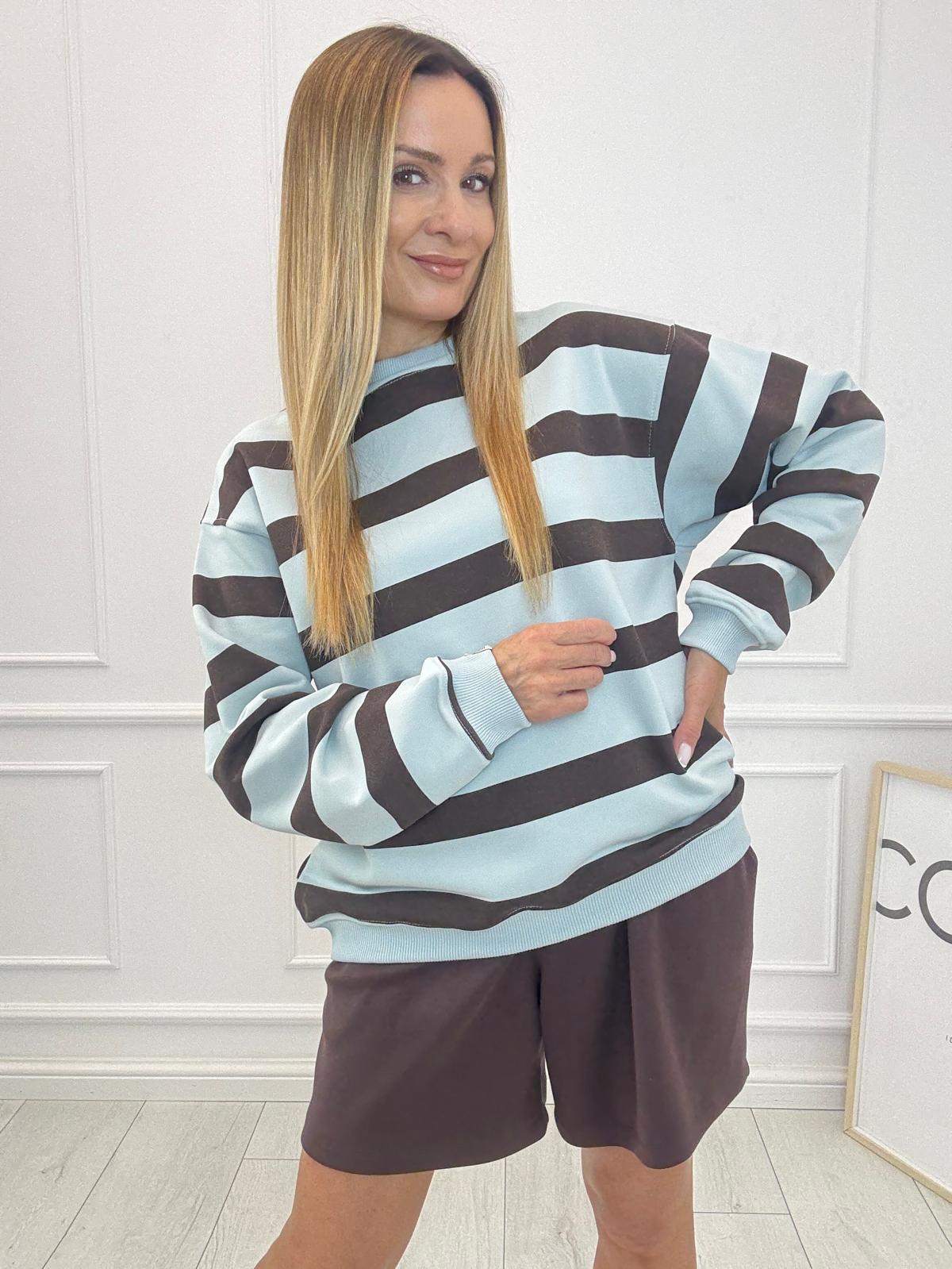 Bluza Nooda w Pudrowo Czekoladowe Paski