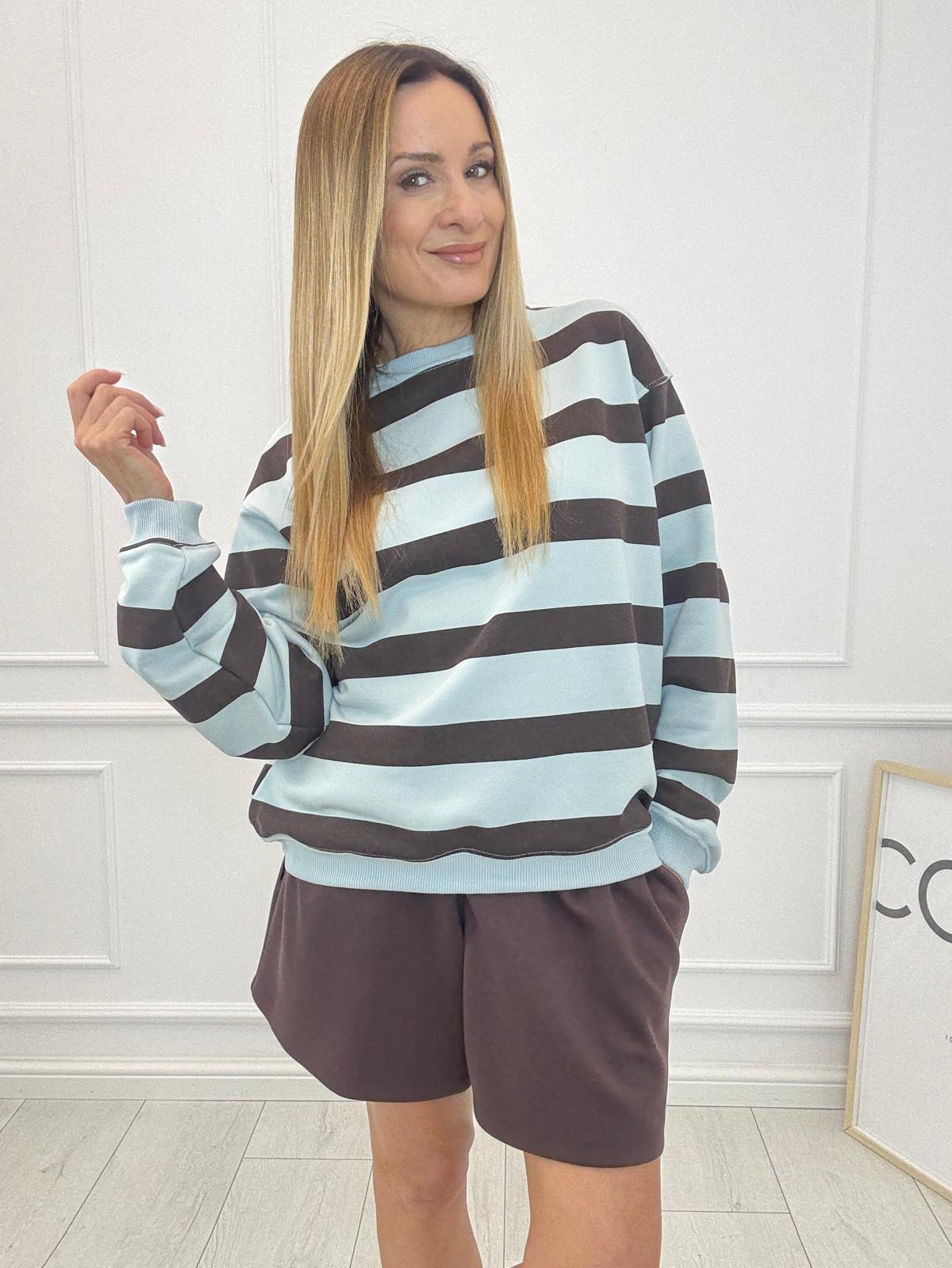 Bluza Nooda w Pudrowo Czekoladowe Paski