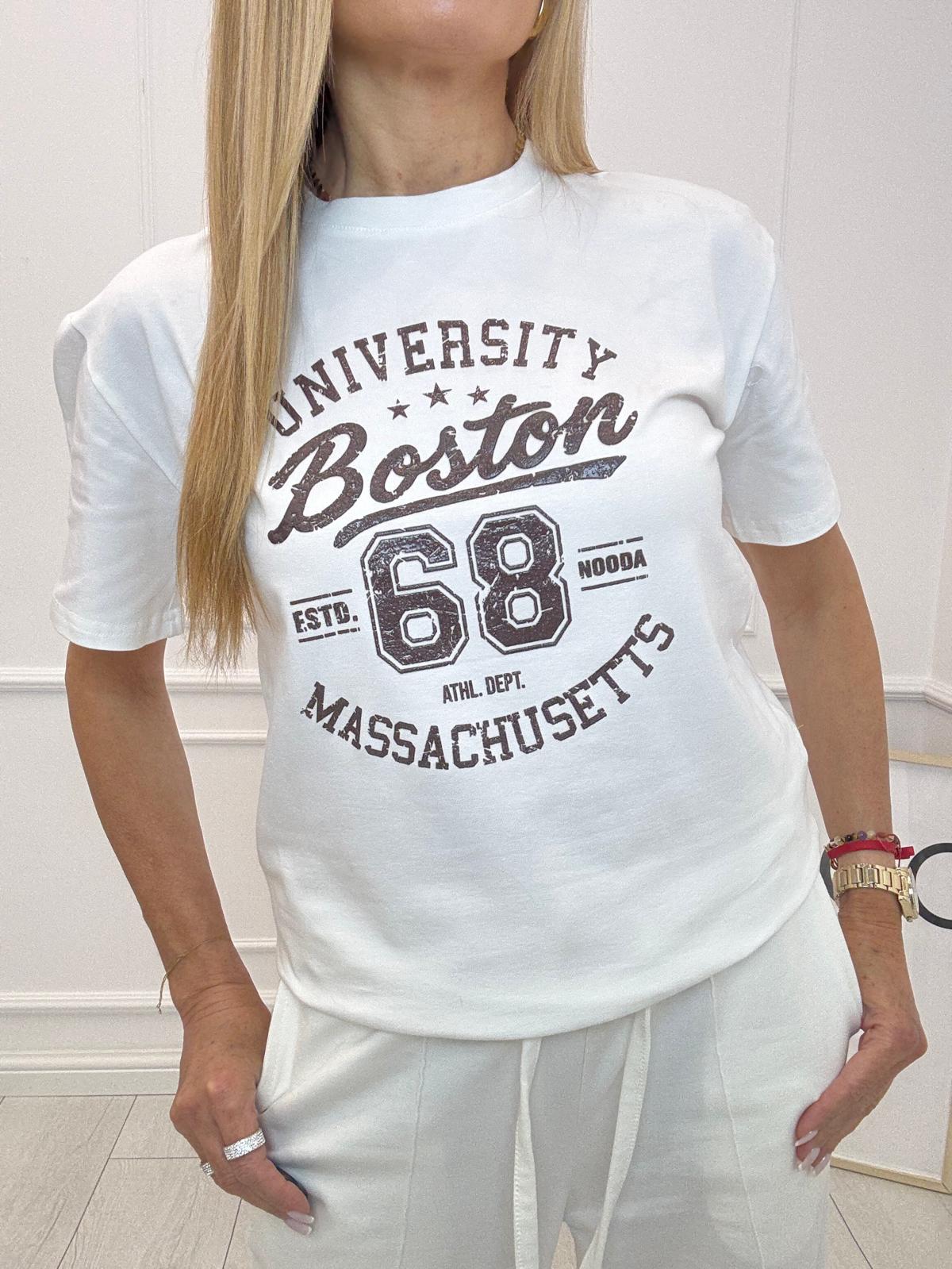 Biała Bluzka T-shirt Nooda Boston