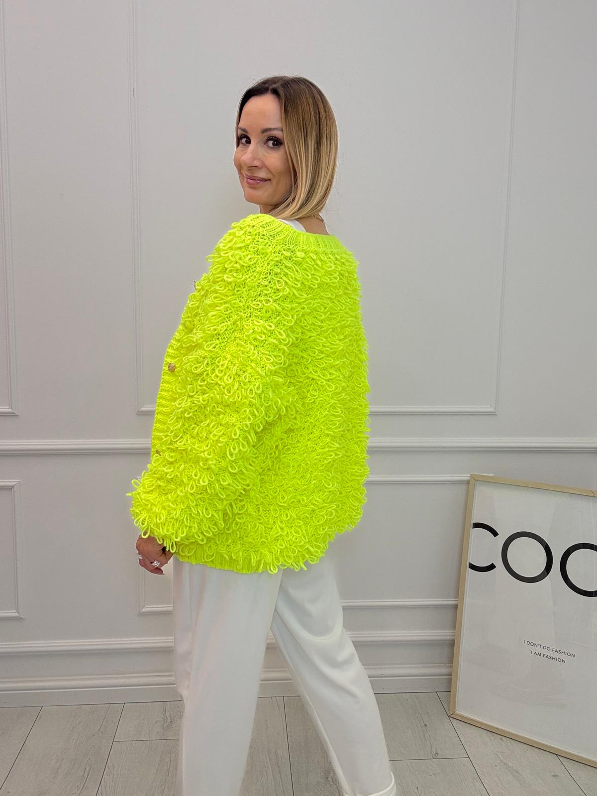 Sweter Kardigan Kaktus Minouu Żółty Neon