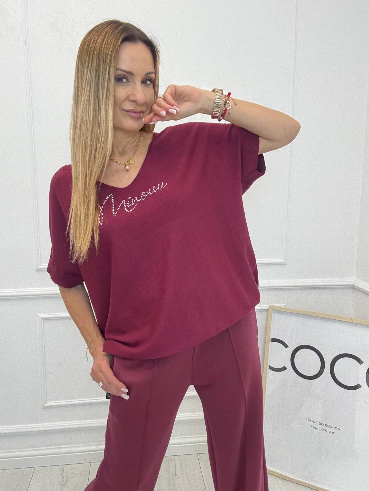 Wino Bluzka Sweter z Logo Minouu 