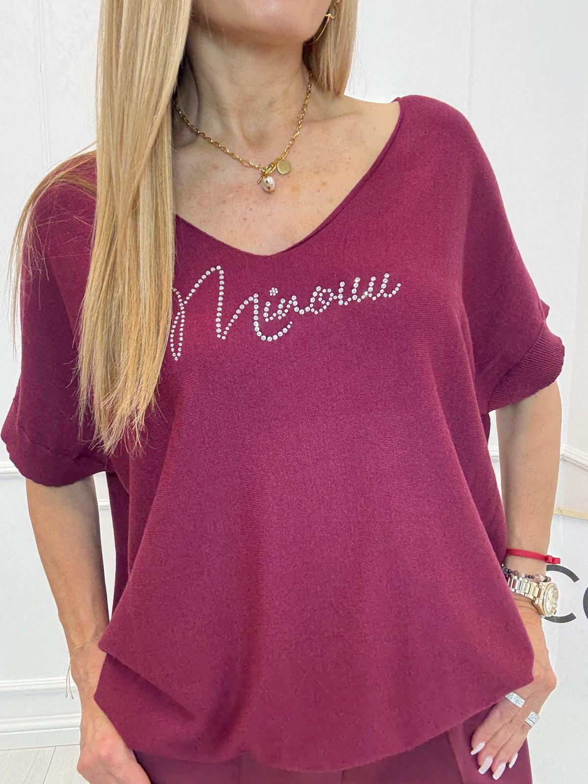 Wino Bluzka Sweter z Logo Minouu 