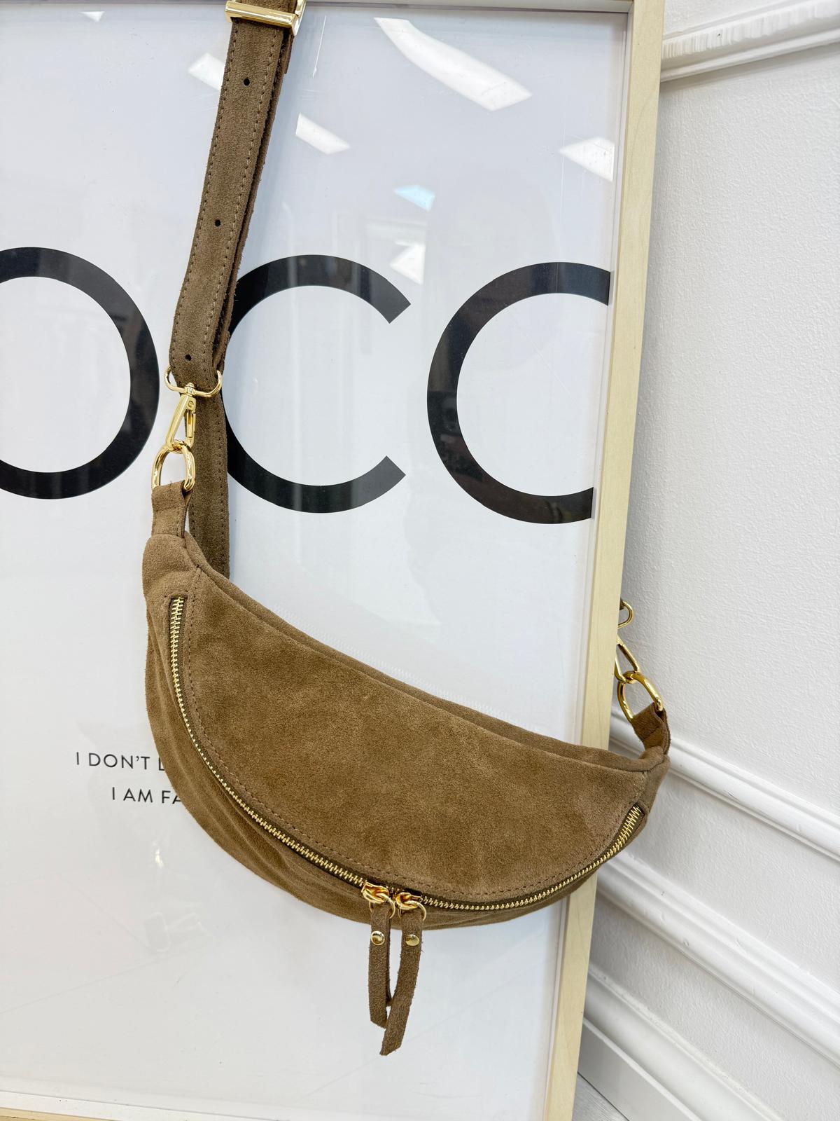 Zamszowa Nerka Torba Borse In Pelle Mleczna Kolor Camel