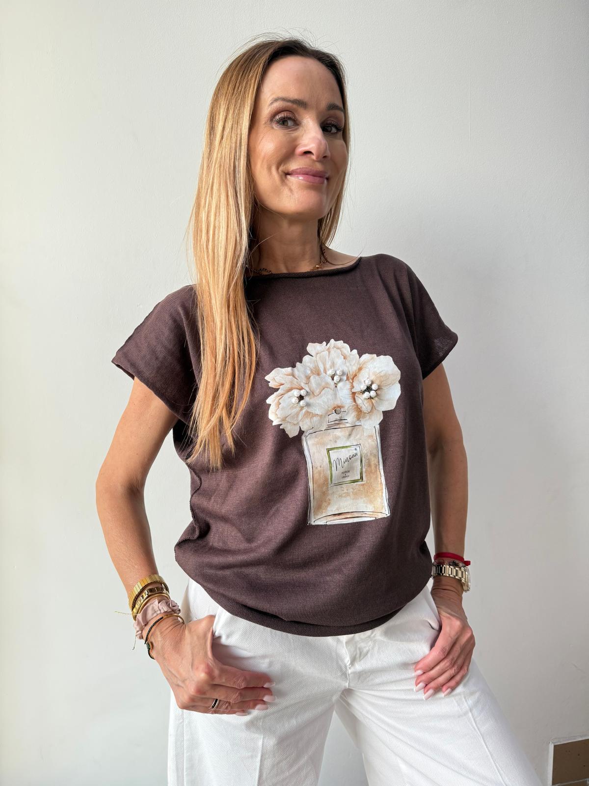 Brązowa Bluzka Flora Minouu Perfumy