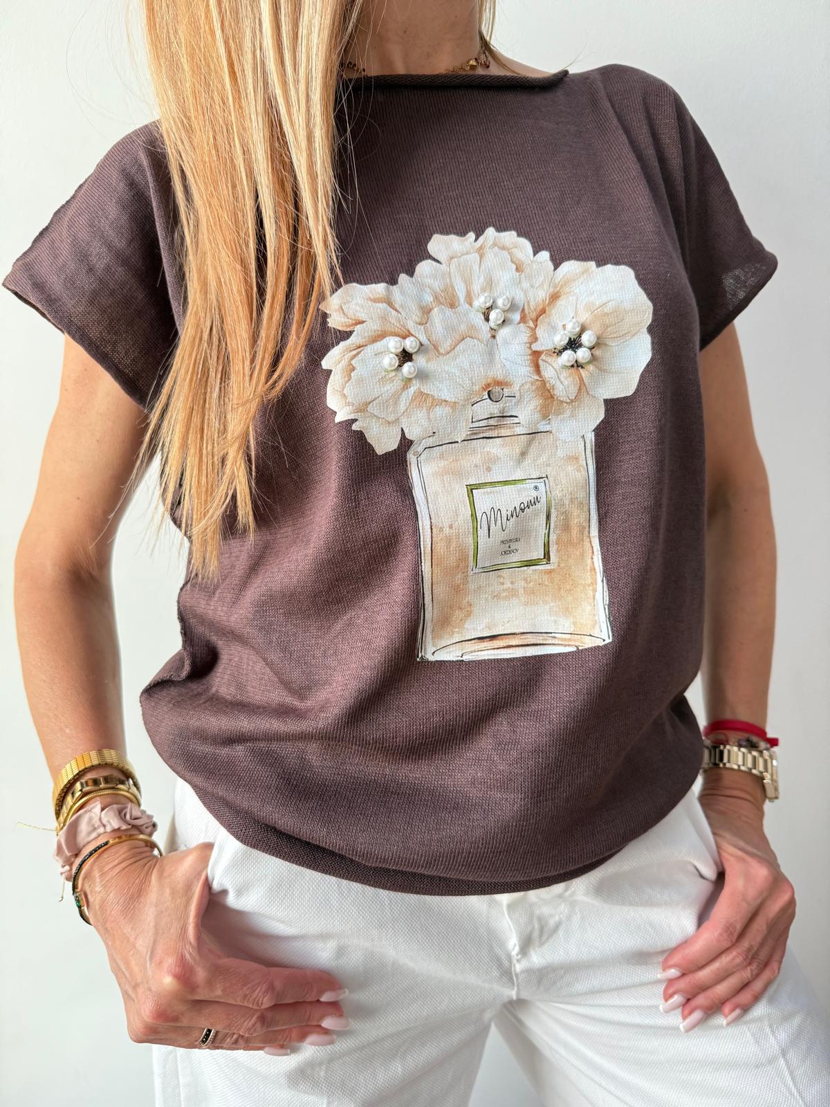 Brązowa Bluzka Flora Minouu Perfumy