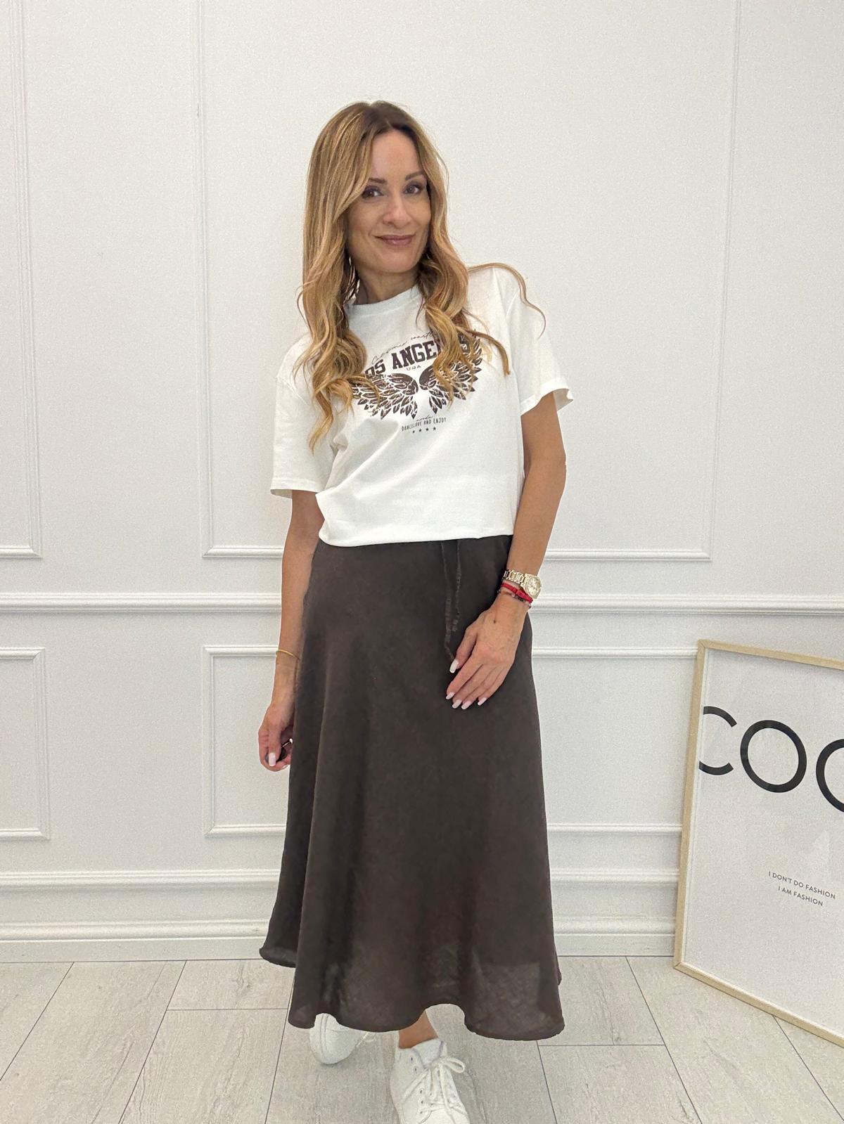 Biała Bluzka T-shirt Nooda Los Angeles