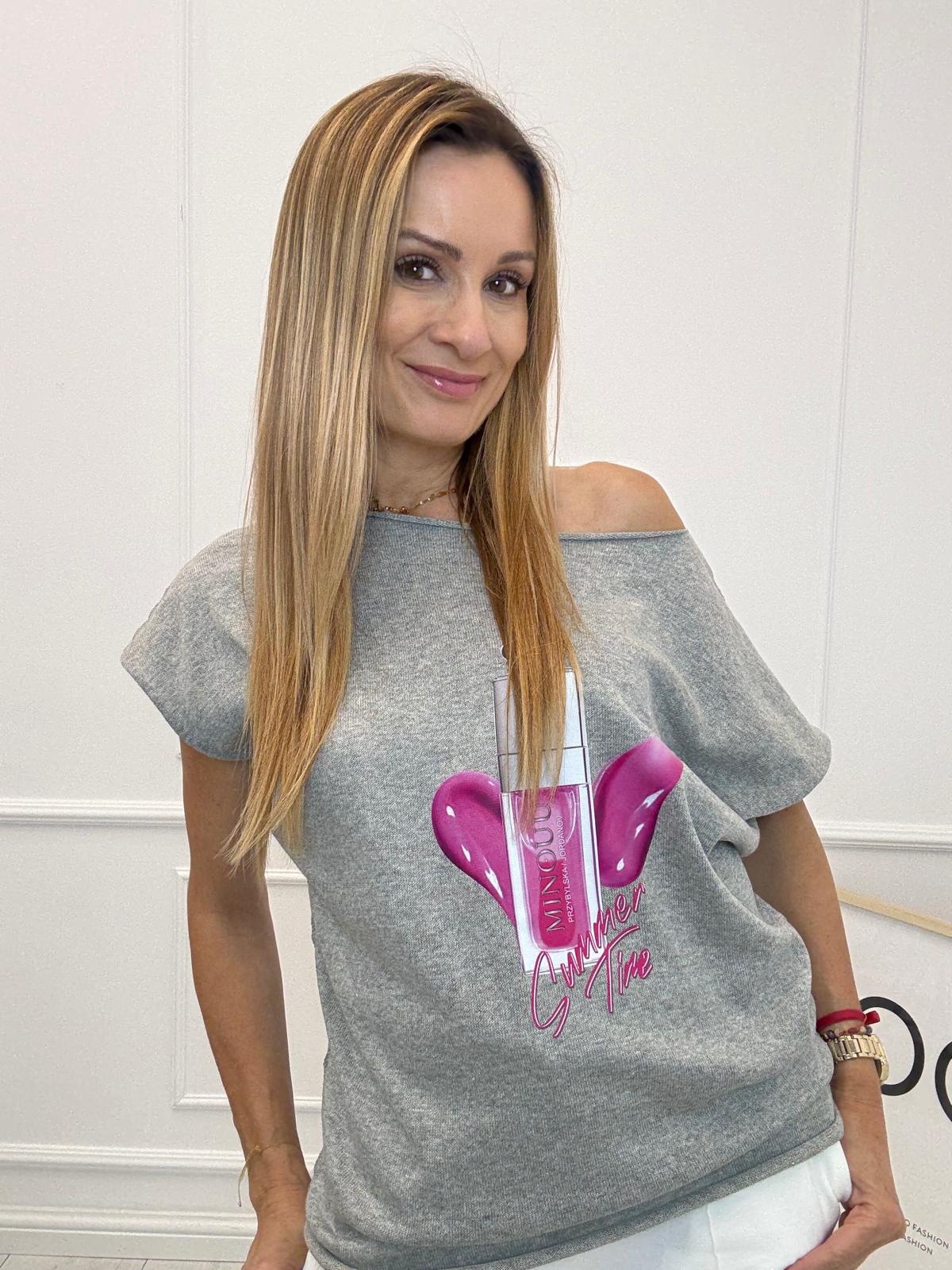 Bluzka Flora Minouu Szminka Szara 