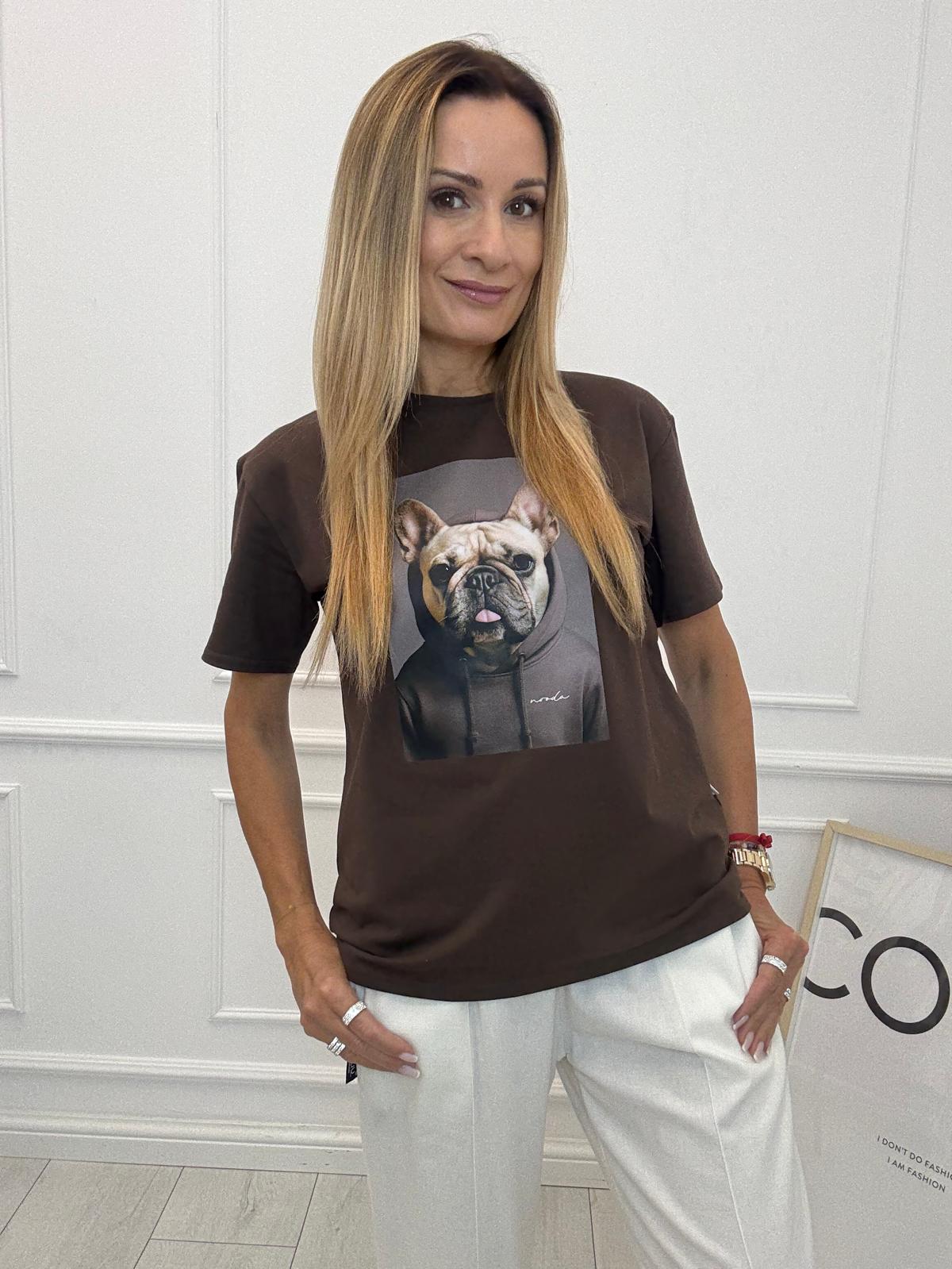 Czekolada Bluzka T-shirt Nooda Model z Buldogiem
