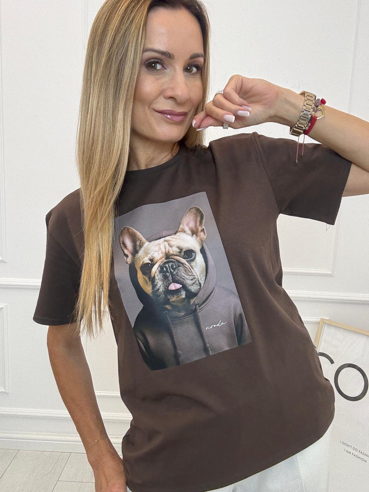 Czekolada Bluzka T-shirt Nooda Model z Buldogiem