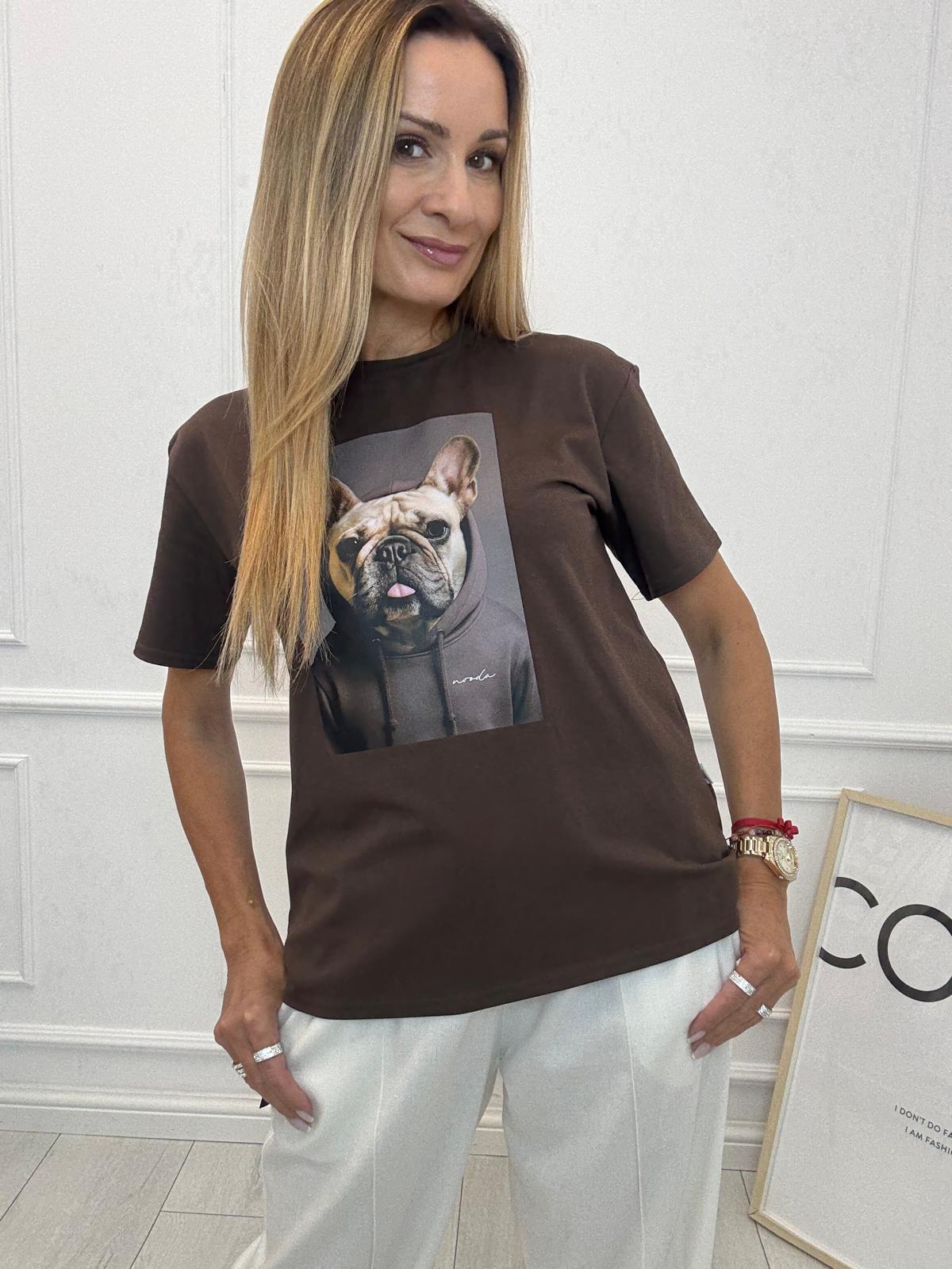 Czekolada Bluzka T-shirt Nooda Model z Buldogiem