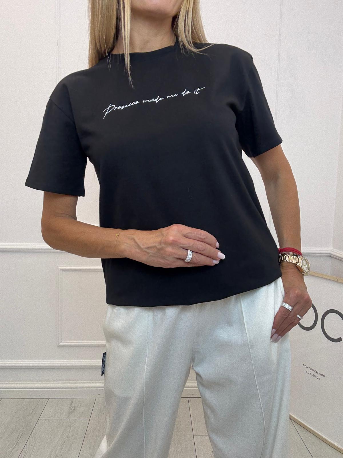Czarna Bluzka T-shirt Nooda Prosecco