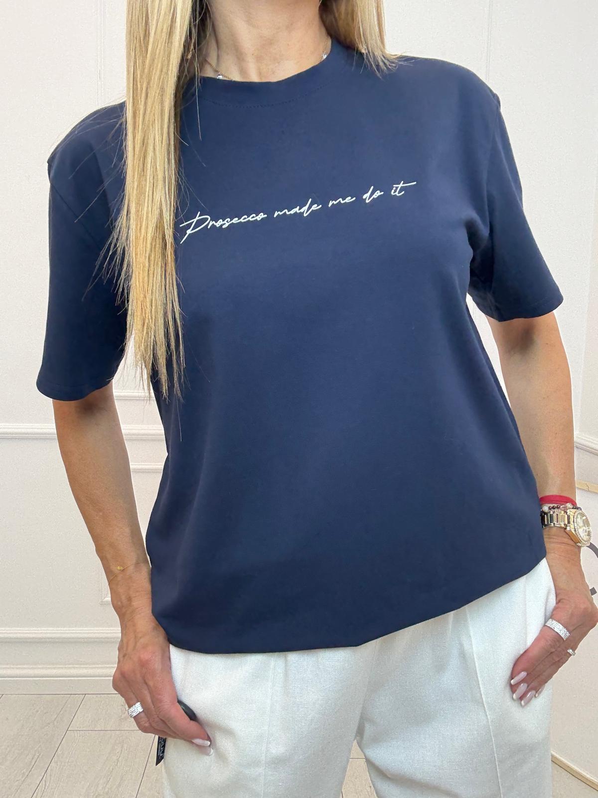 Granatowa Bluzka T-shirt Nooda Prosecco