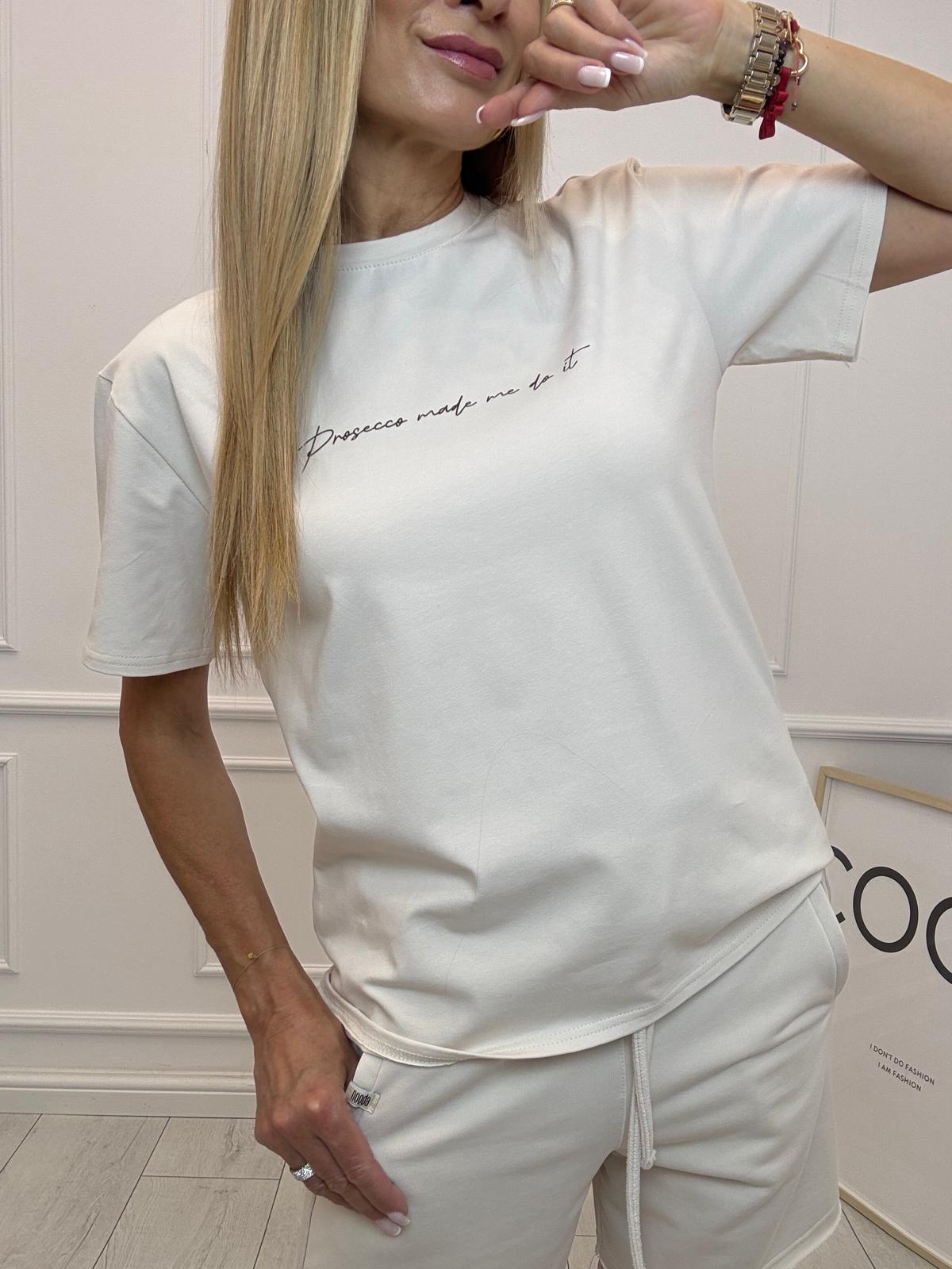 Beżowa Bluzka T-shirt Nooda Prosecco