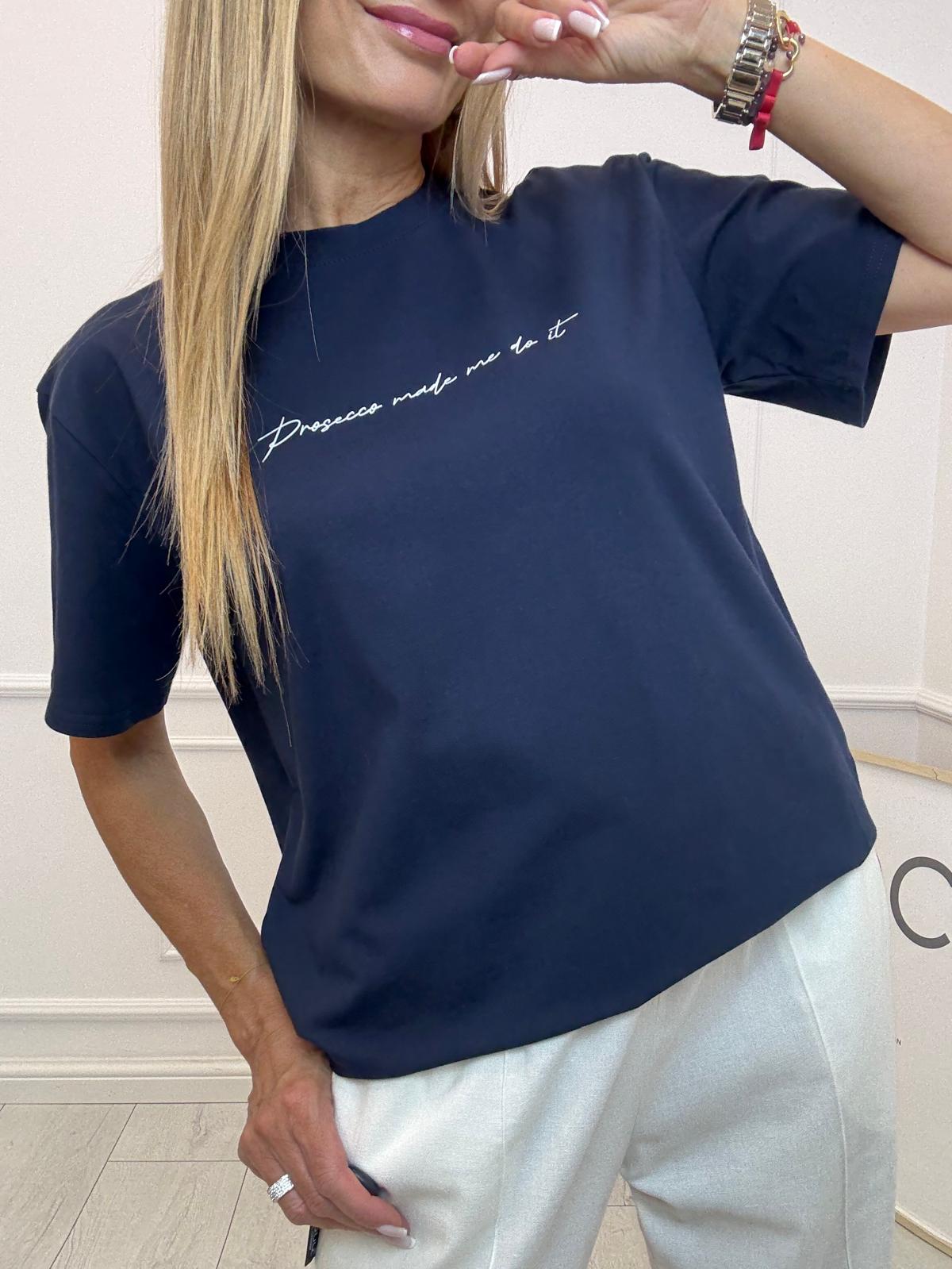 Granatowa Bluzka T-shirt Nooda Prosecco