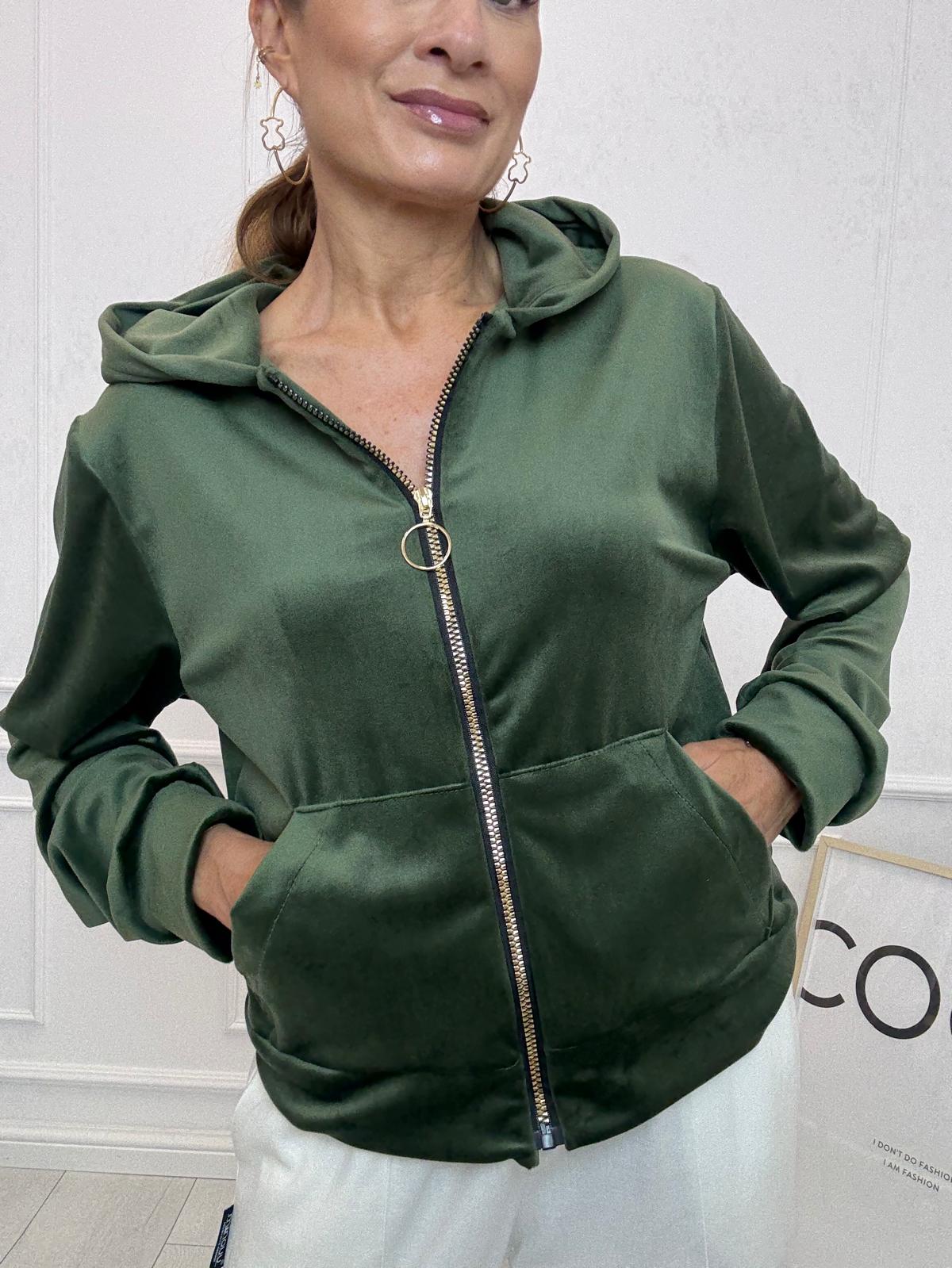 Bluza Welur Minouu Butelkowa Zieleń