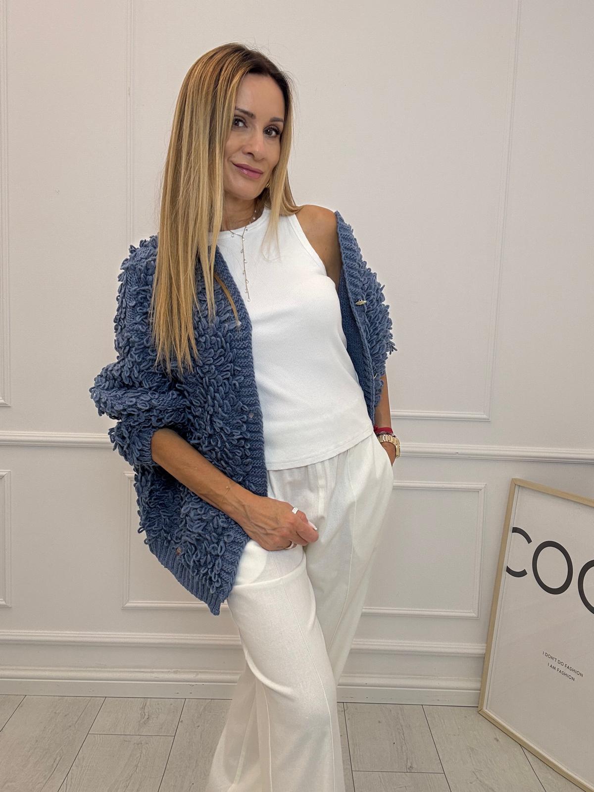 Sweter Kardigan Kaktus Minouu Kolor Jeansowy