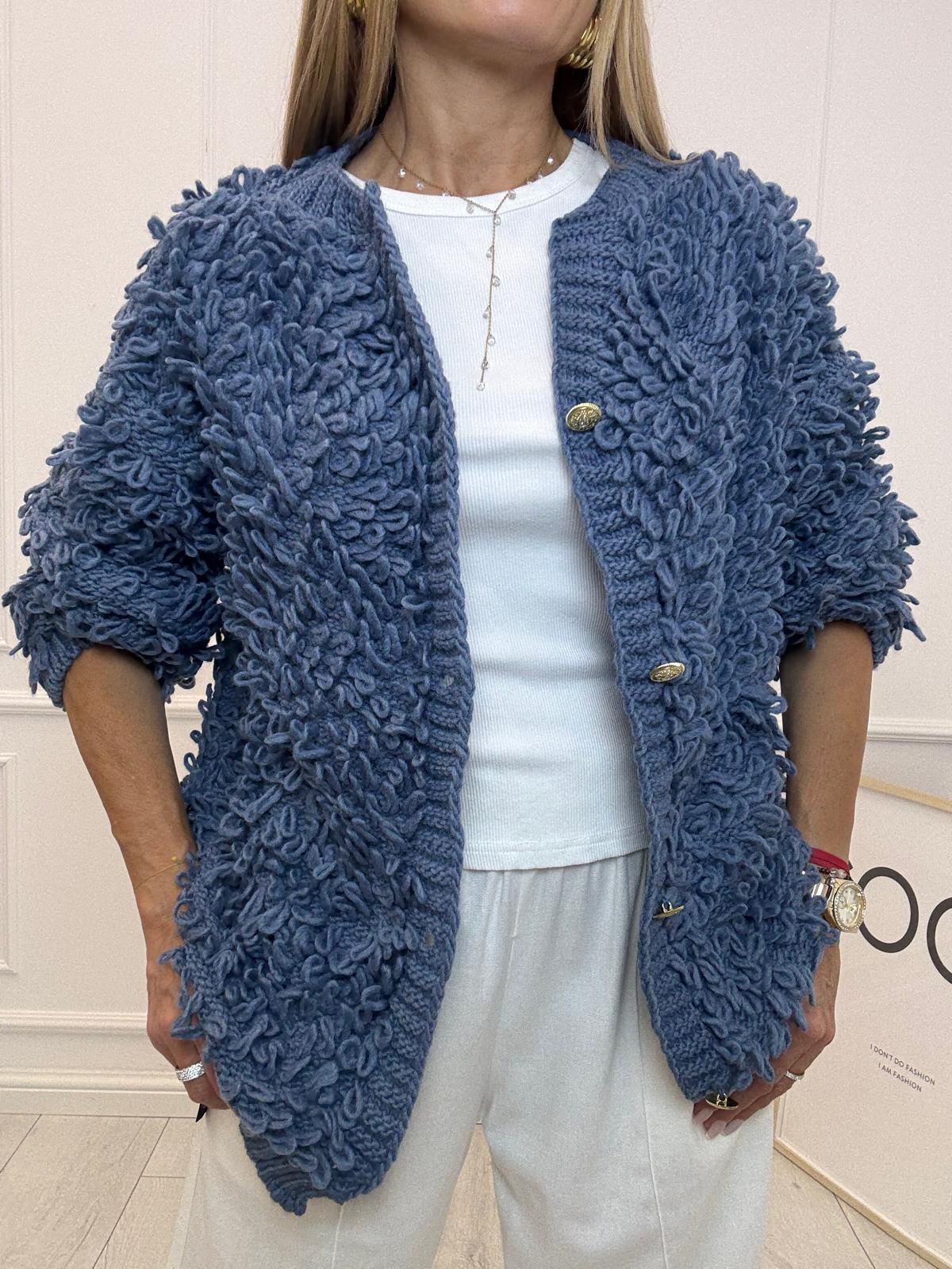 Sweter Kardigan Kaktus Minouu Kolor Jeansowy