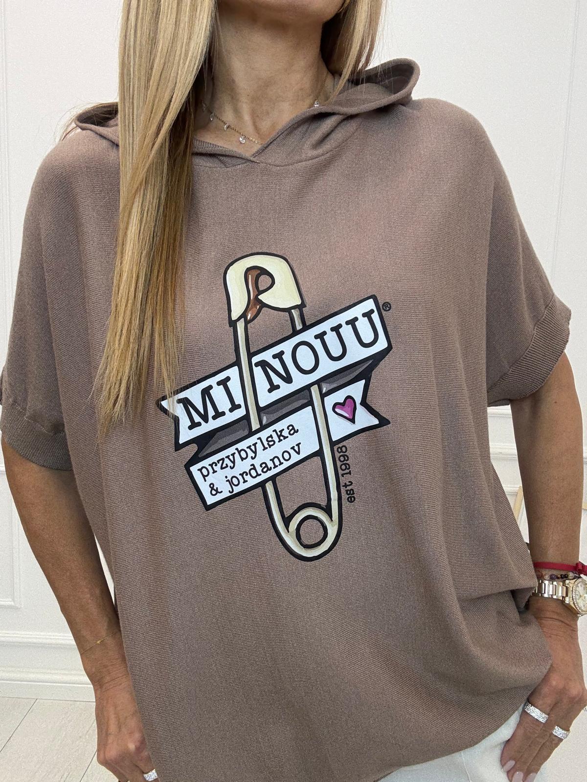  Minouu Bluza Agrafka na Krótki Rękaw Kolor Fango