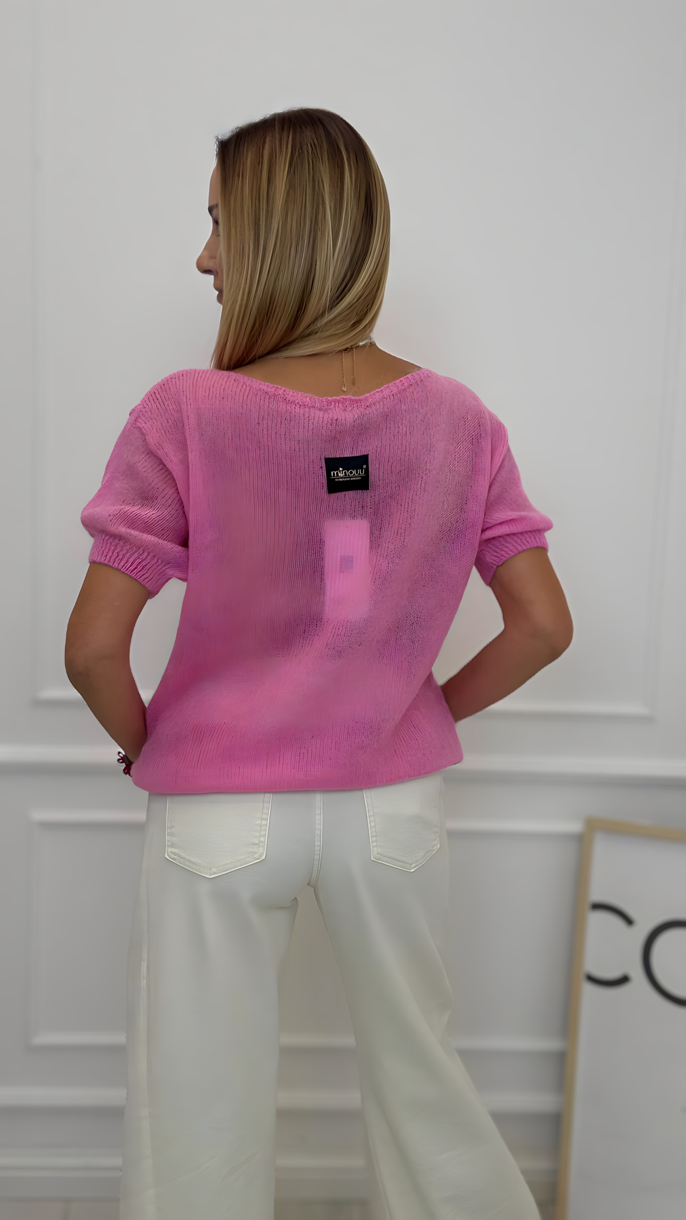   Sweter Kid Moher Minouu Landrynkowy Róż