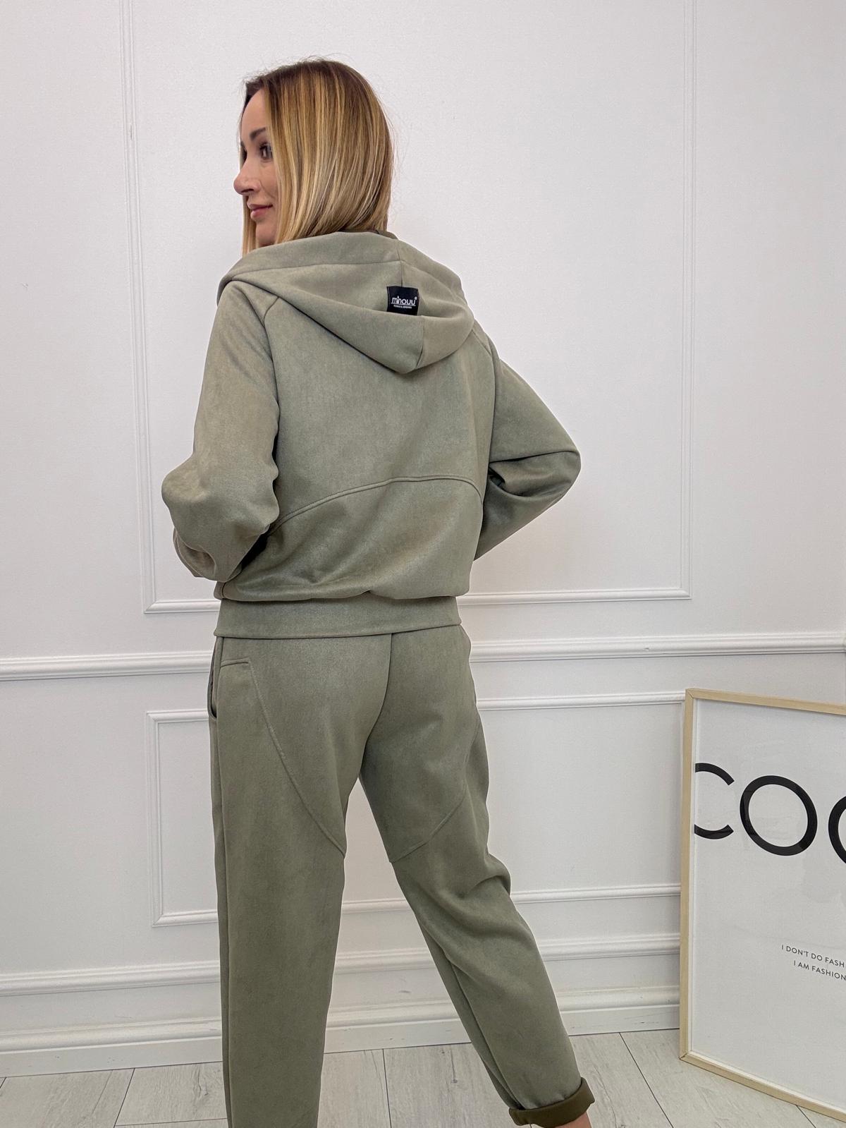 Zamszowy Komplet Dresowy Minouu Khaki