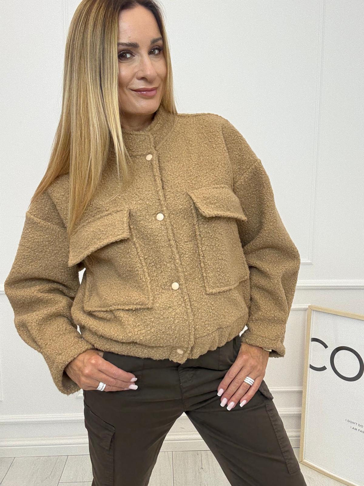 Kurtka Bomberka Boucle Camel