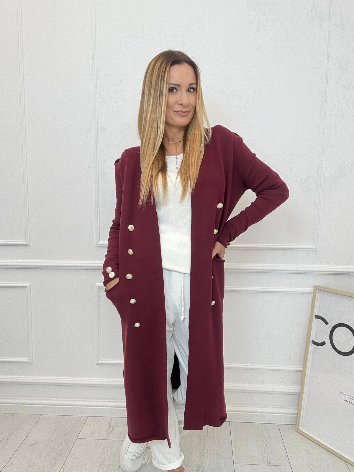 Sweter Cardigan Minouu Generał Wino