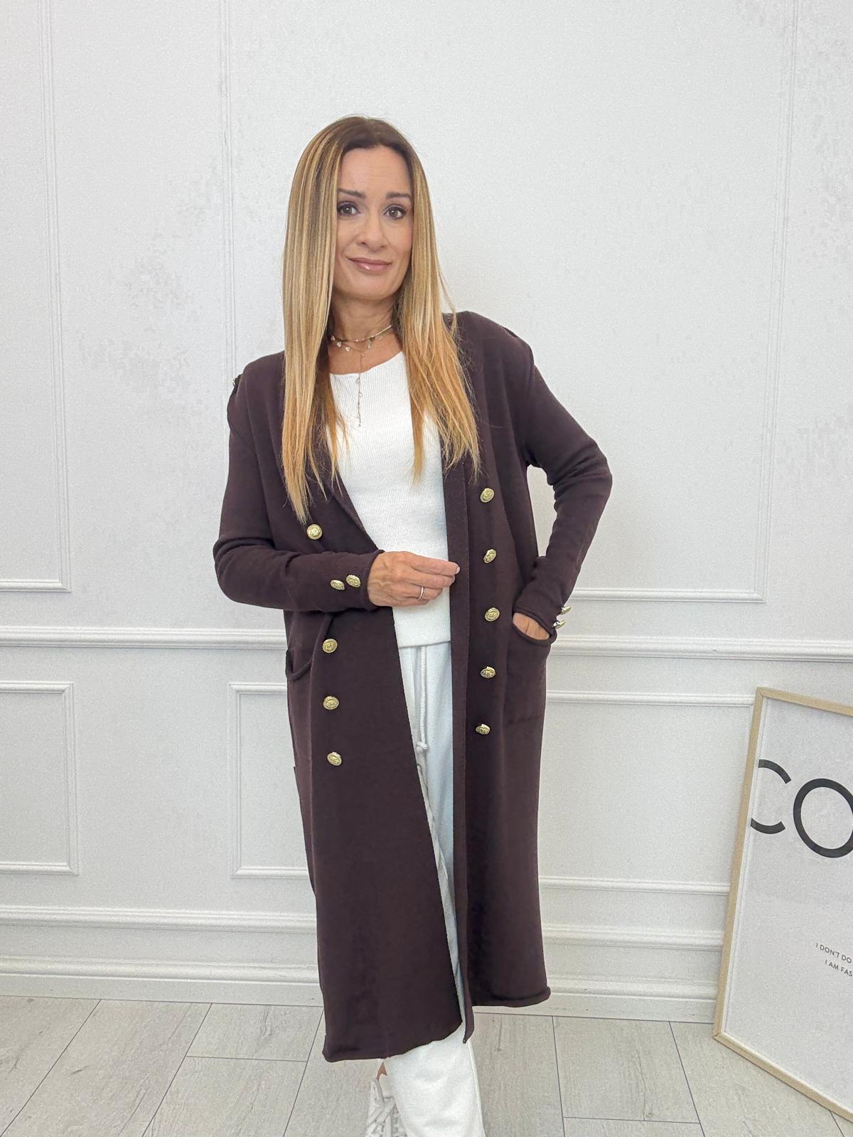 Sweter Cardigan Minouu Generał Czekoladowy