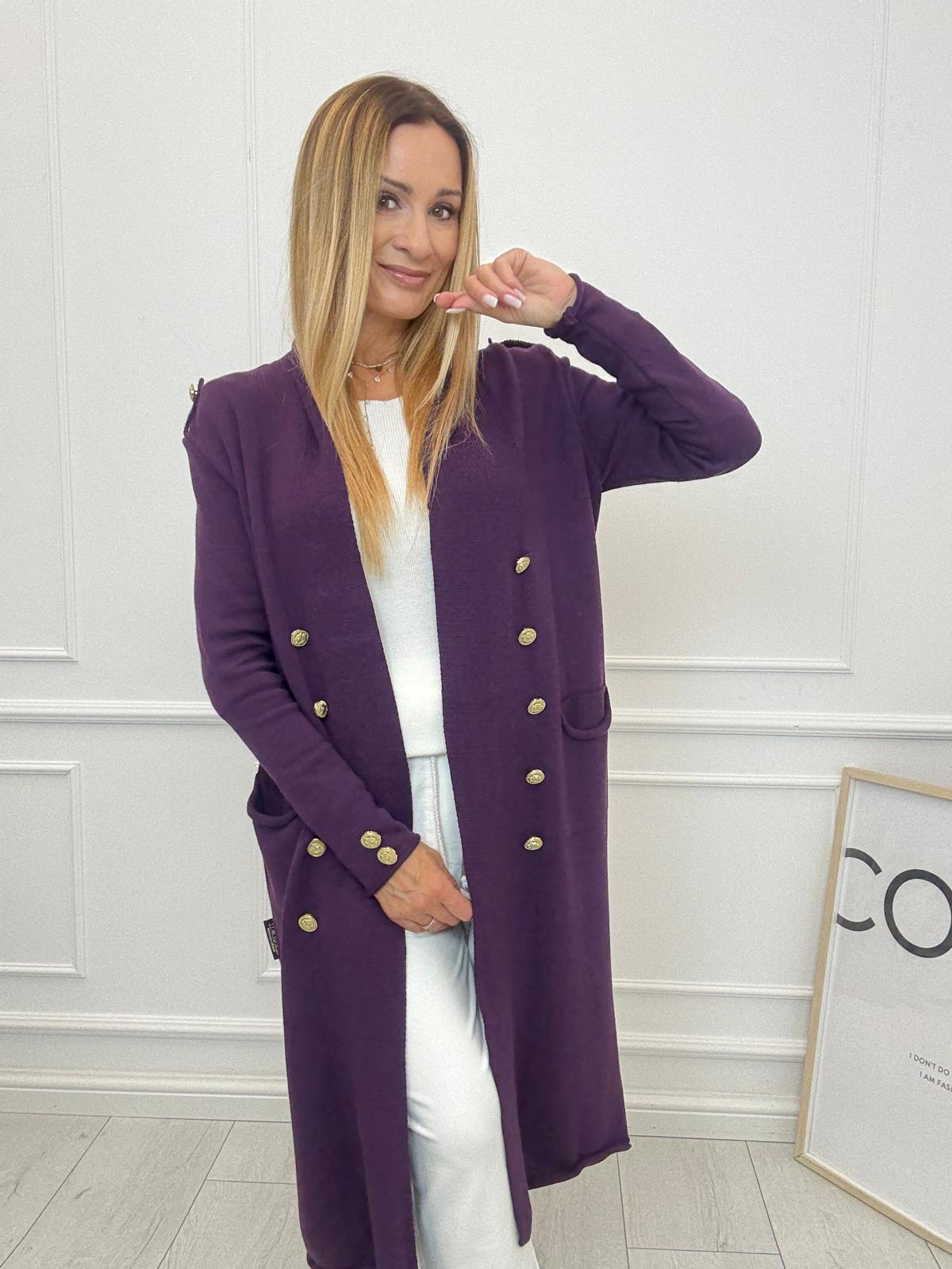 Sweter Cardigan Minouu Generał Śliwka