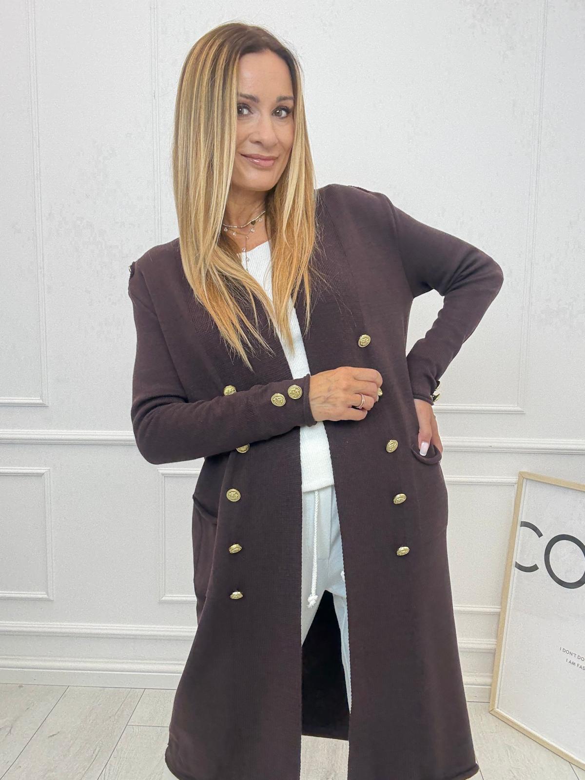 Sweter Cardigan Minouu Generał Czekoladowy