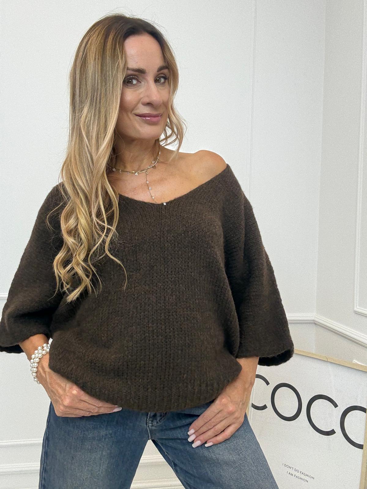 Sweter Kimonowy Minouu Czekolada 