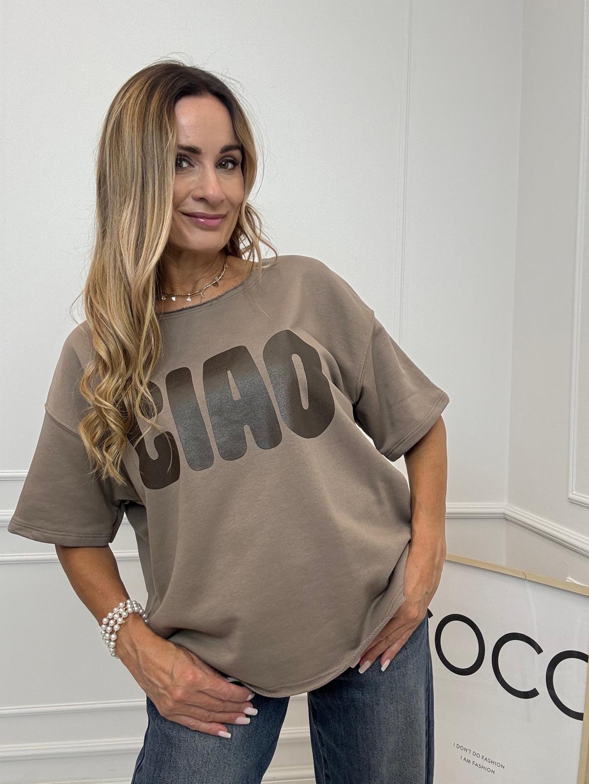 Cappuccino Bluzka T-shirt z Napisem CIAO Mooij