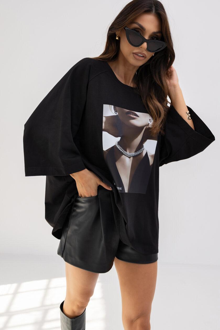Czarny Damski T-Shirt Miss City Official Glory 