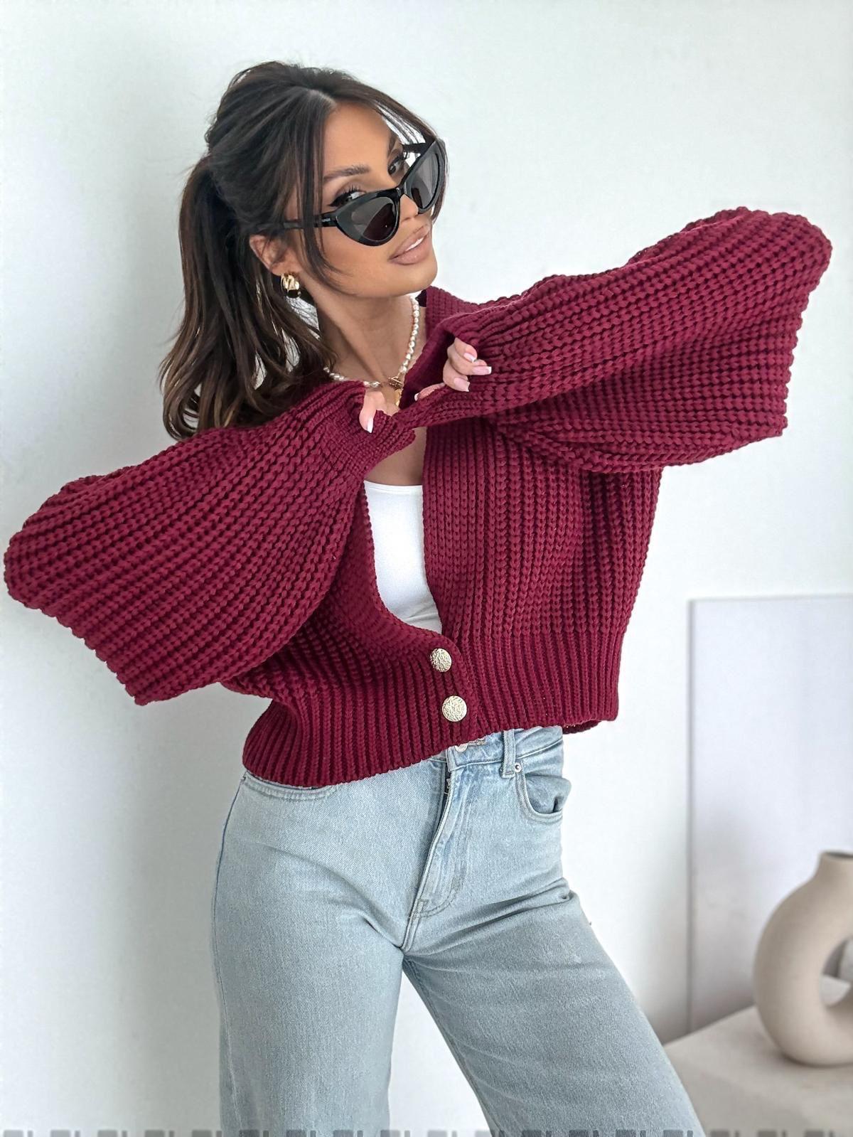 Stylowy Kardigan Bocca w Kolorze Wino