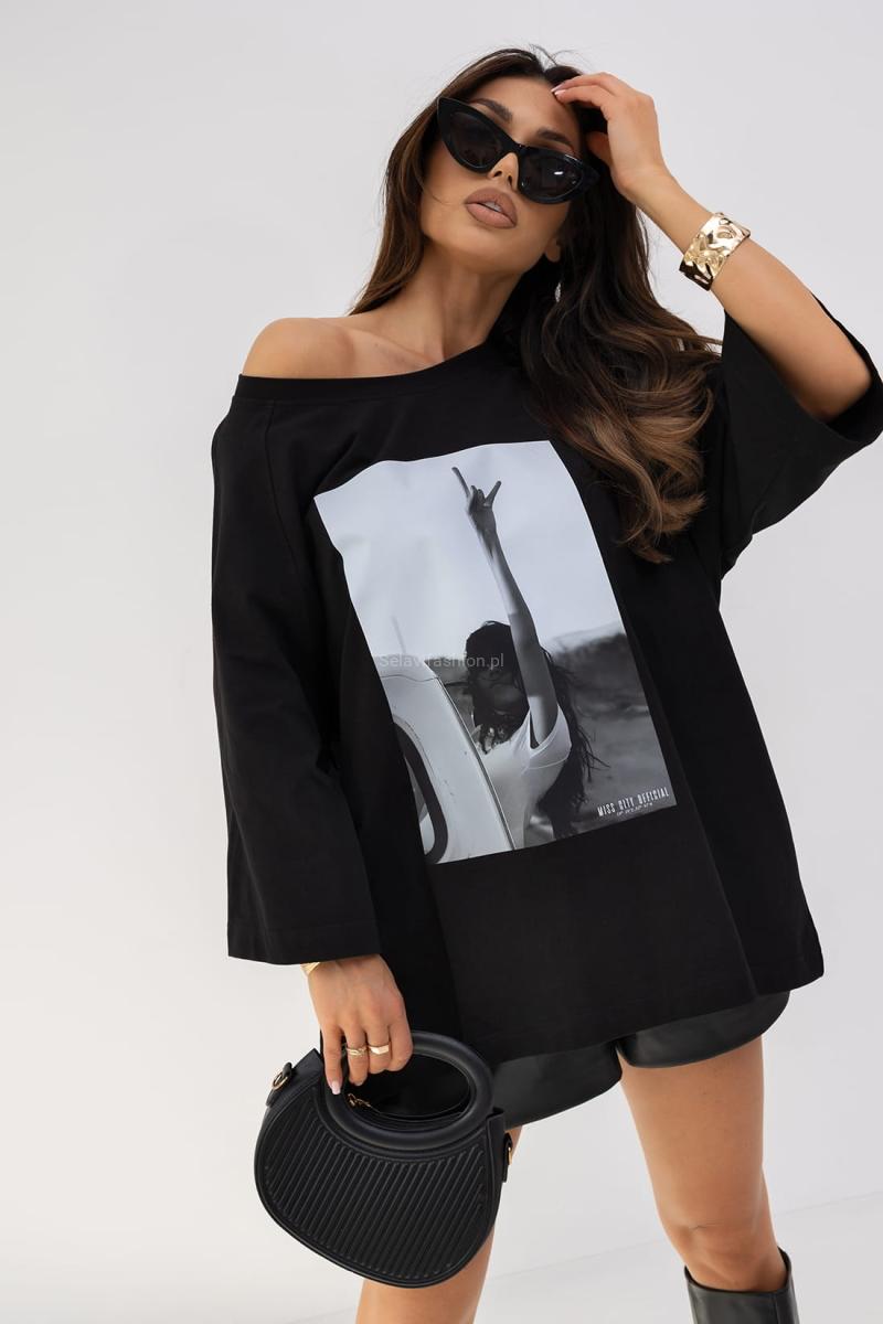 Czarny Damski T-Shirt Miss City Official (Summer)