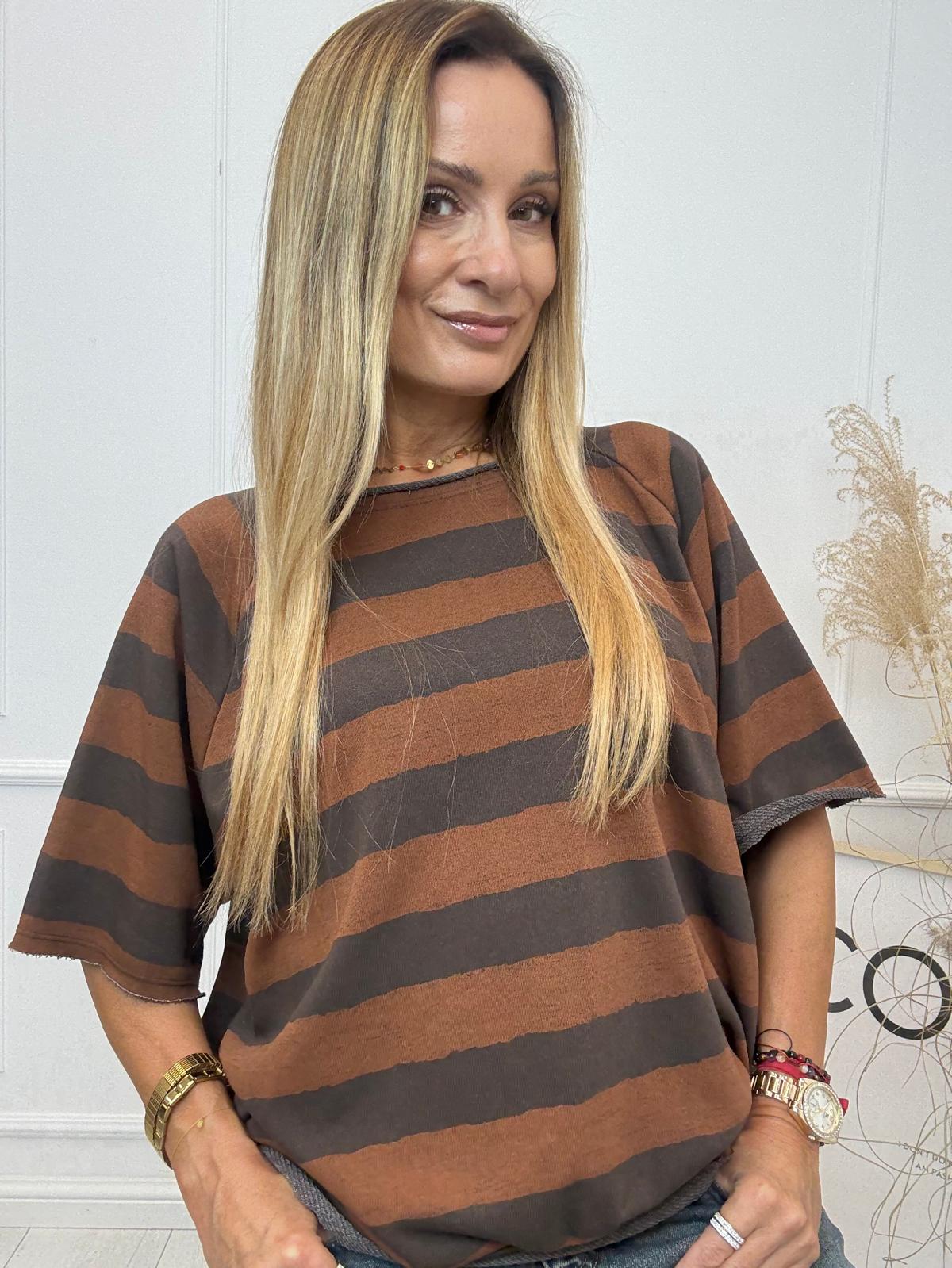 Ruda Bluzka w Paski T-shirt MU MU