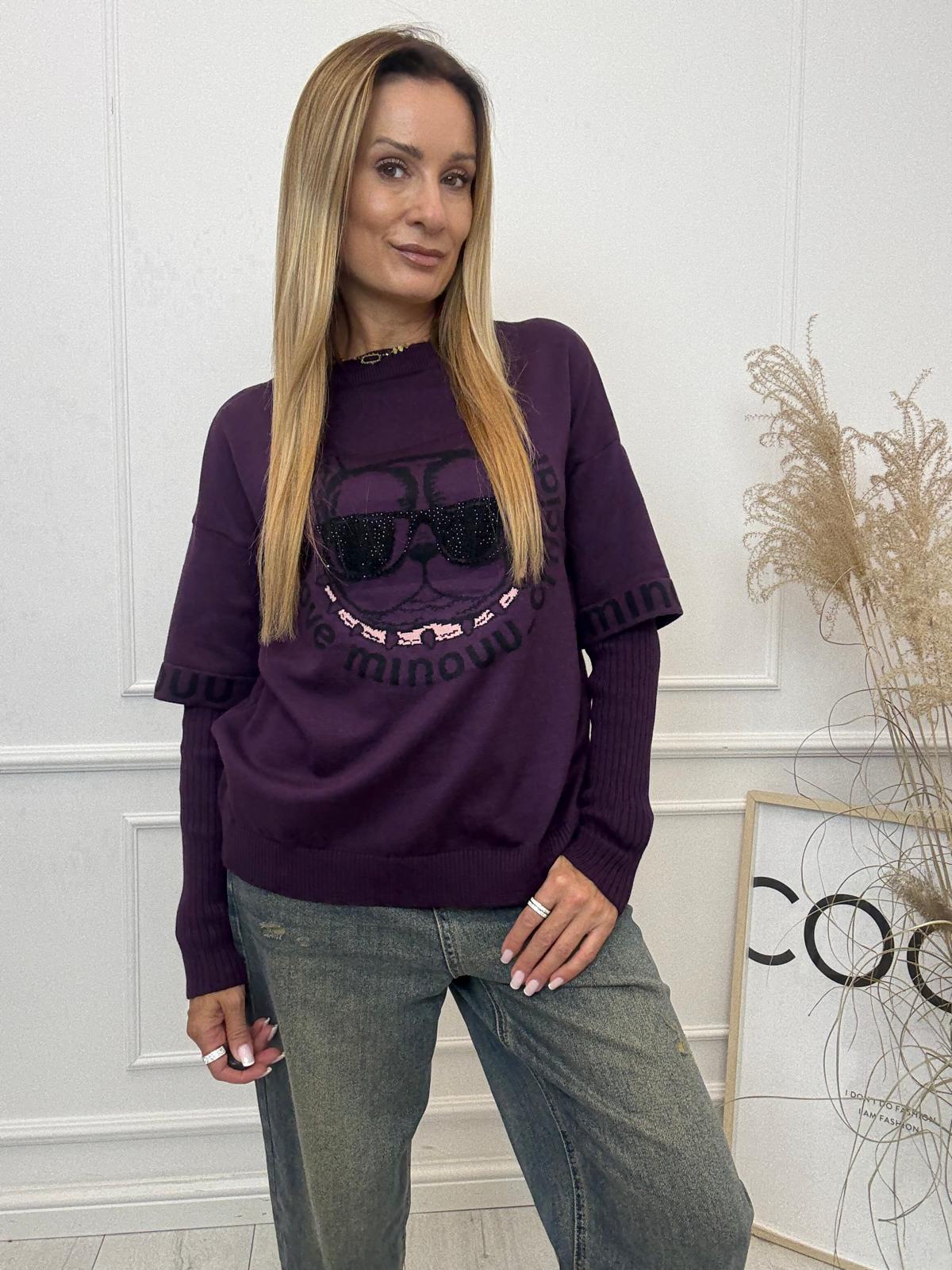 Sweter Bluza Minouu Śliwka