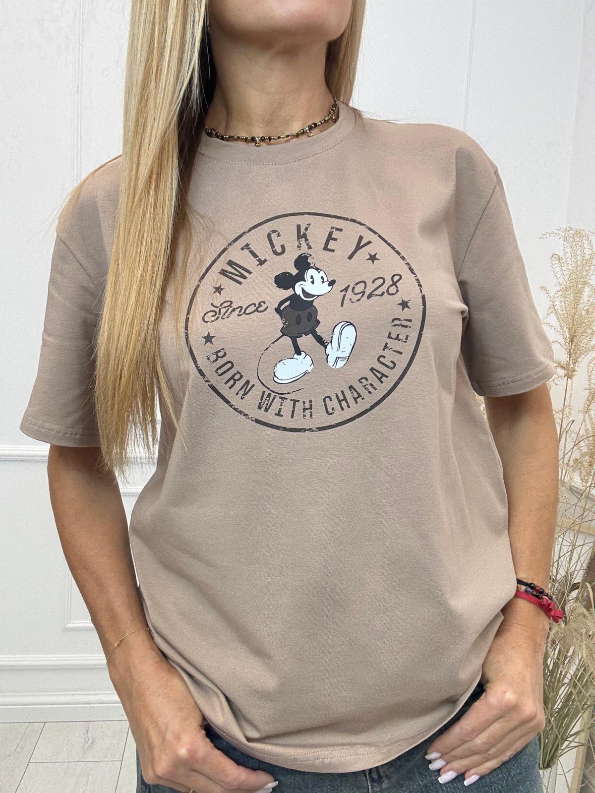 Cappuccino Bluzka T-shirt Nooda Model z Myszką Mickey