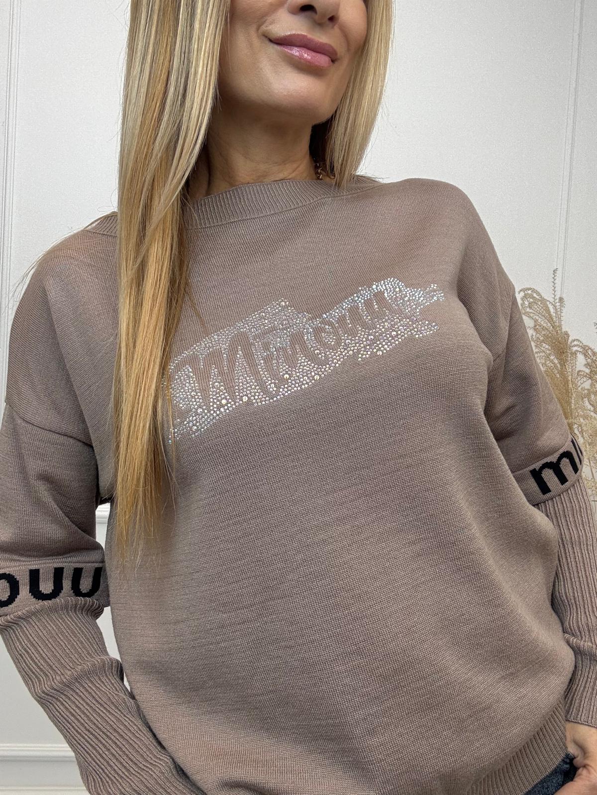 Sweter Bluza z Diamentowym Logo  Minouu Fango 
