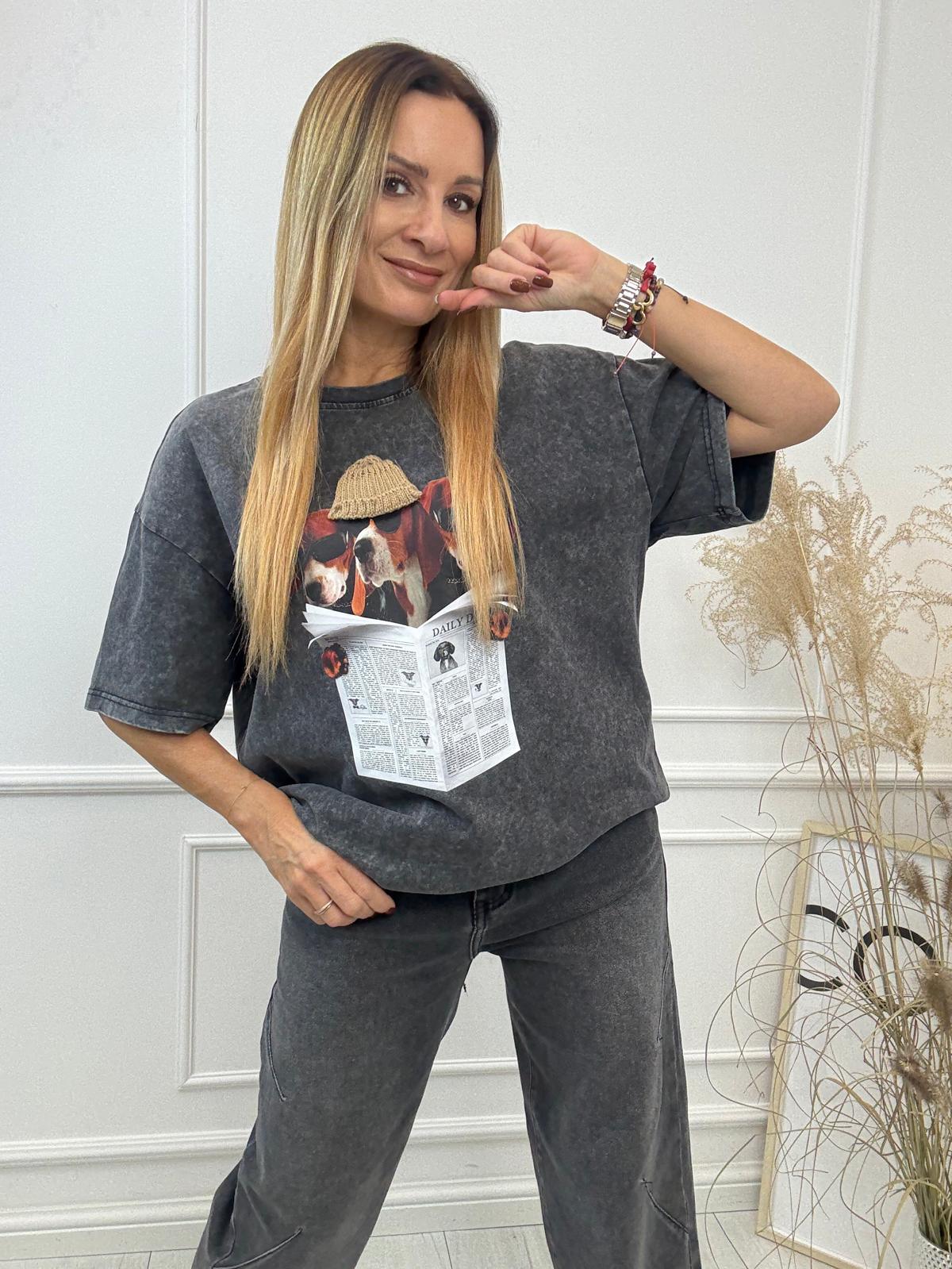 Szara Bluzka T-shirt Daily Dog