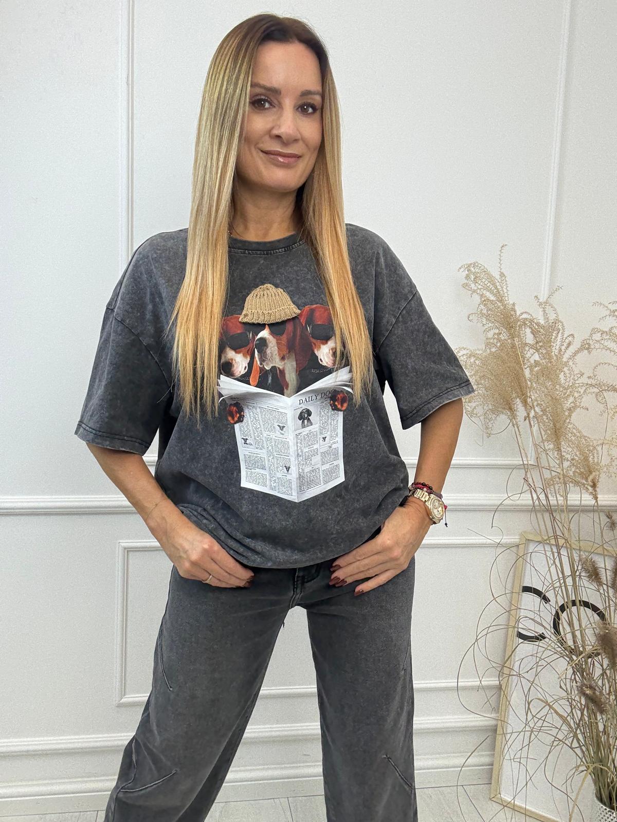 Szara Bluzka T-shirt Daily Dog