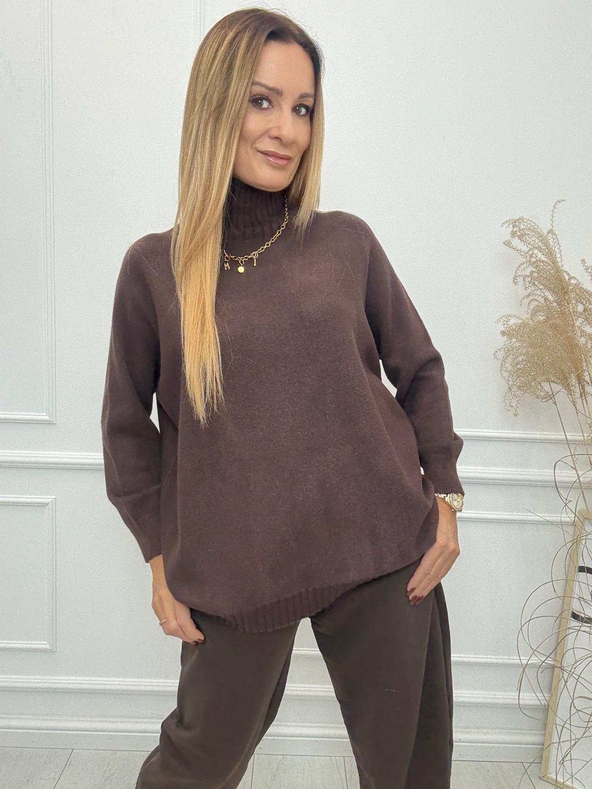 Półgolf Sweter Czekolada
