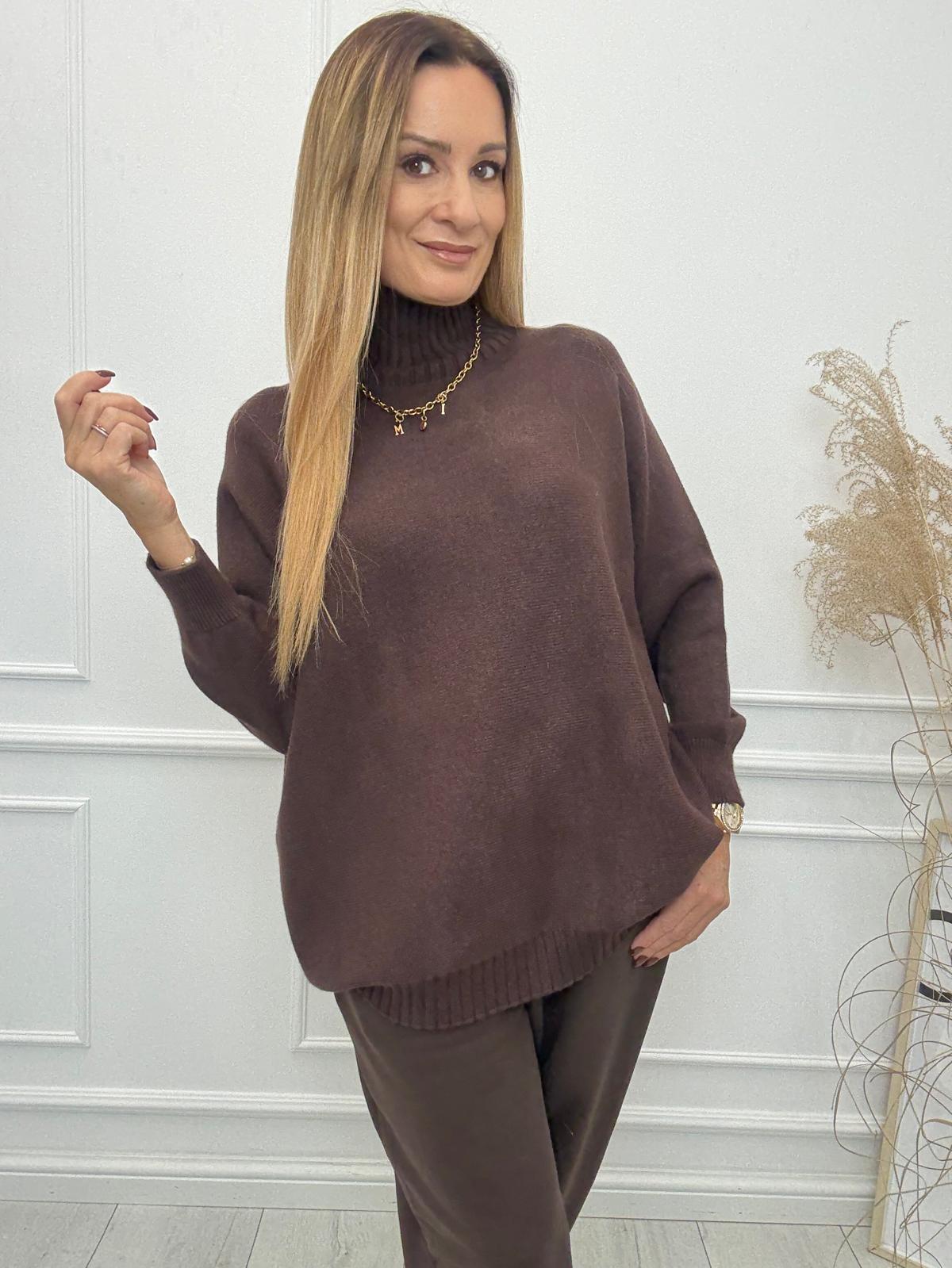 Półgolf Sweter Czekolada