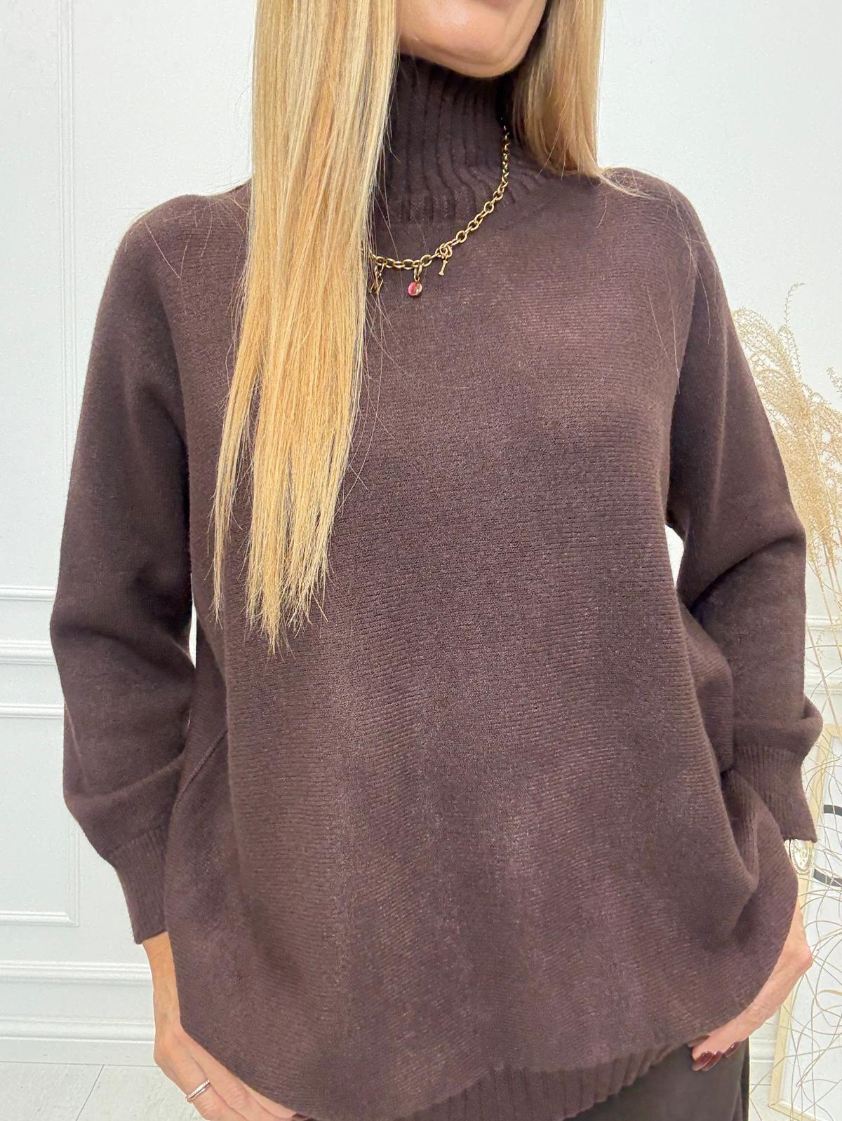 Półgolf Sweter Czekolada